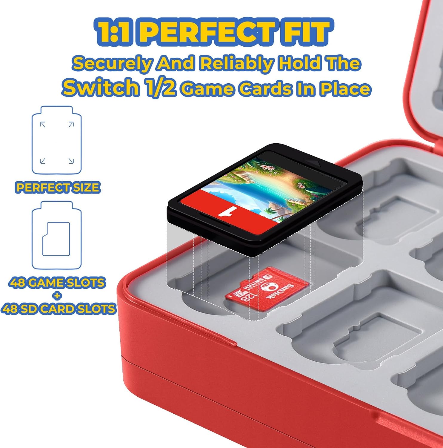 Thumbnail 2 de PALPOW Switch 2 Game Case: 48 Game Cards & Micro SD Storage in Red