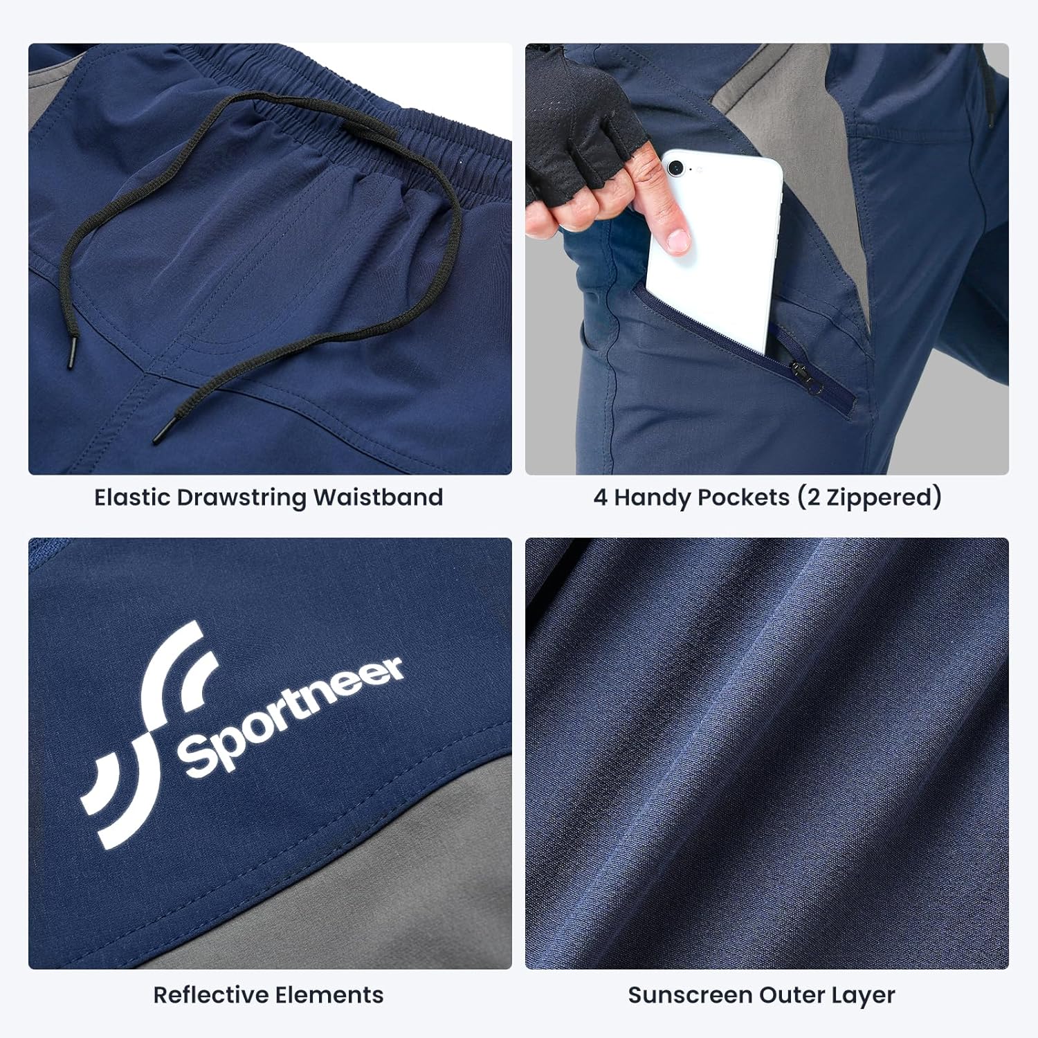 Thumbnail 5 de Sportneer MTB Radlerhose Herren Gepolsterte 3D-Radlerhose mit Taschen und UV-Schutz