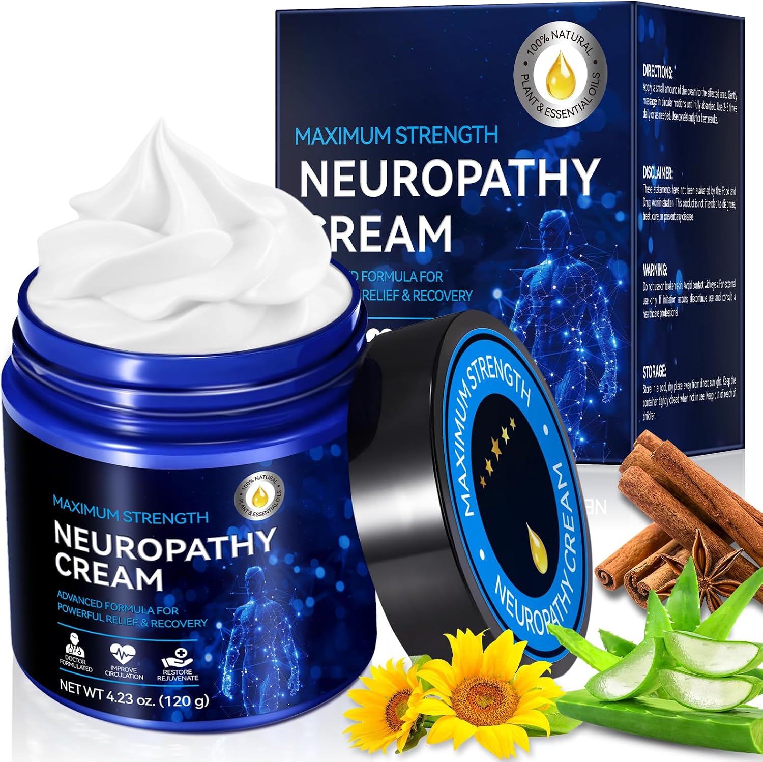 Detalle de Neuropathy Cream for Feet, Legs & Hands – Lightweight, Plant-Based Formula