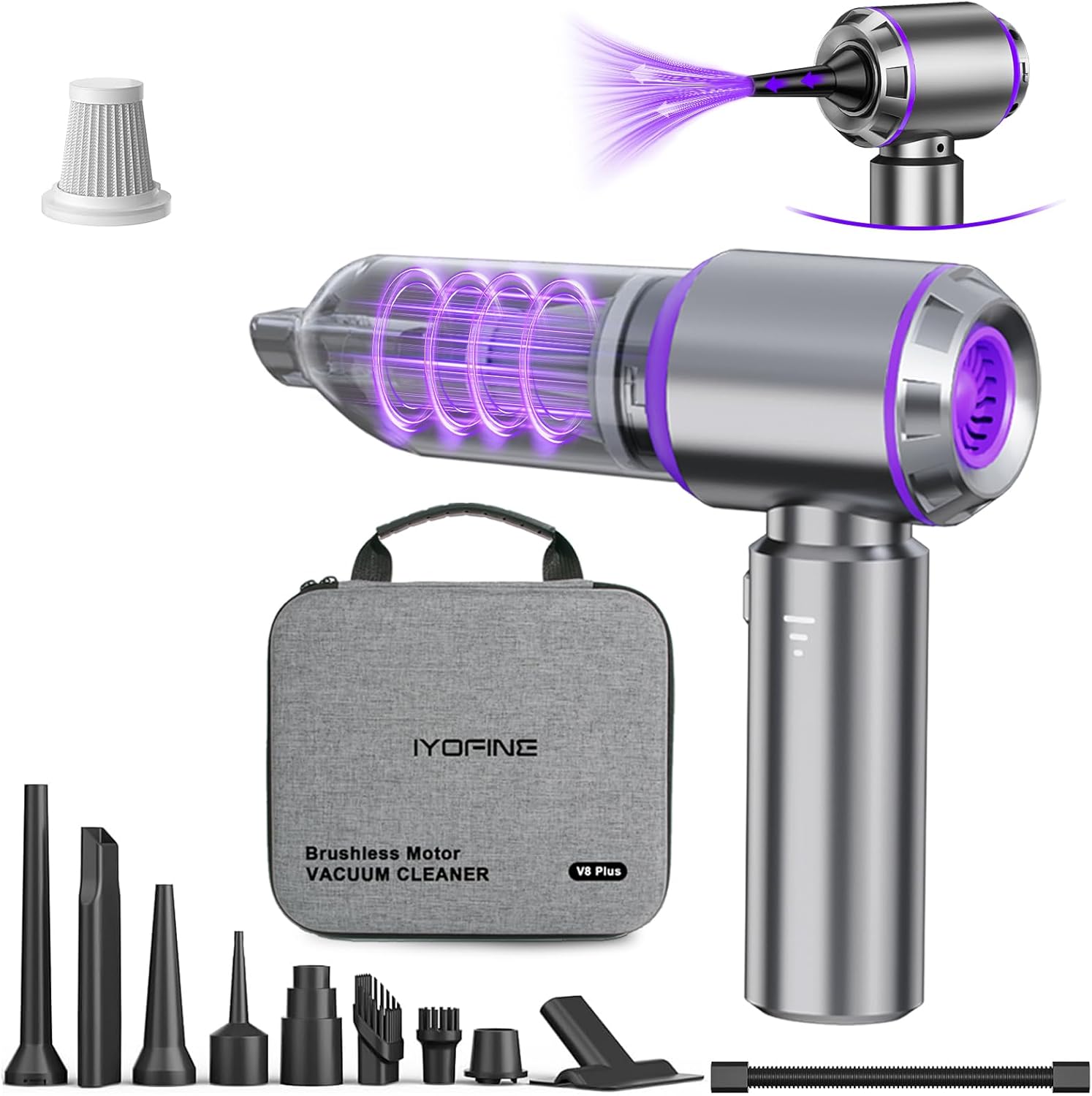 Detalle de IYOFINE Vacuum Air Duster 80,000RPM 🧹