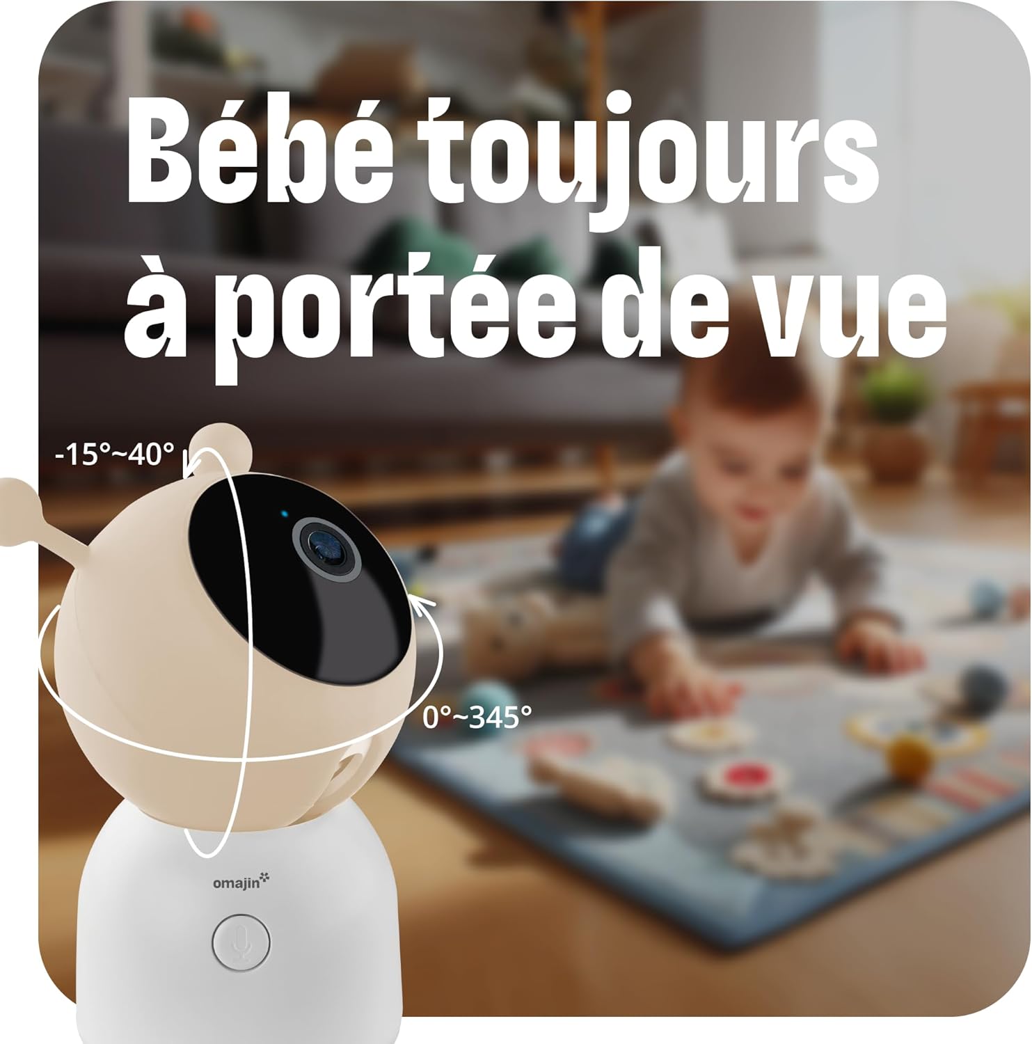 Thumbnail 3 de OMAJIN by Netatmo Smart Baby Monitor Camera 2K HD (OBC-01) : caméra 2K avec vision nocturne, détection des pleurs et audio bidirectionnel