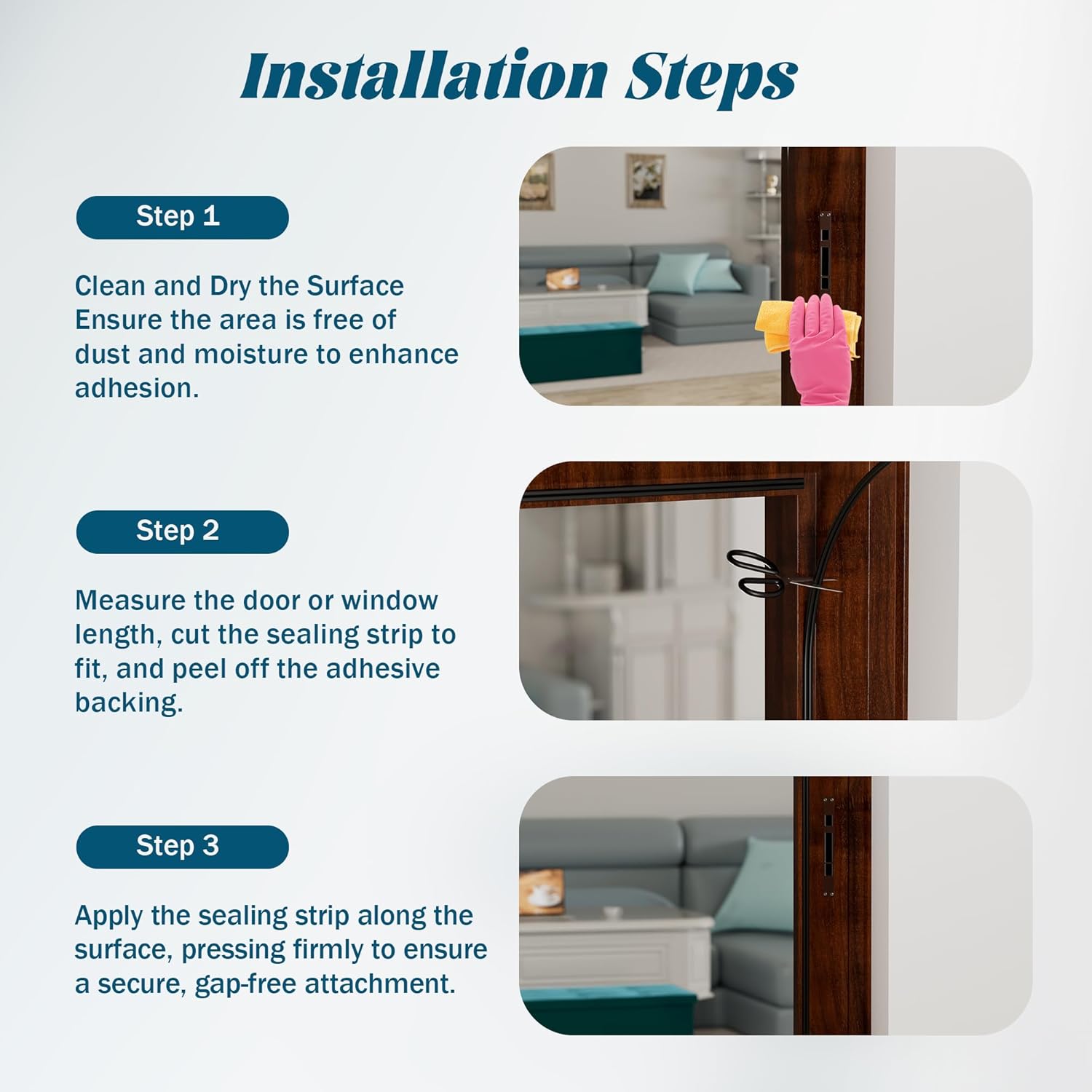 Thumbnail 6 de HNNHOME EPDM D-Shape Draft Excluder for Windows & Doors with 3M Self-Adhesive Tape