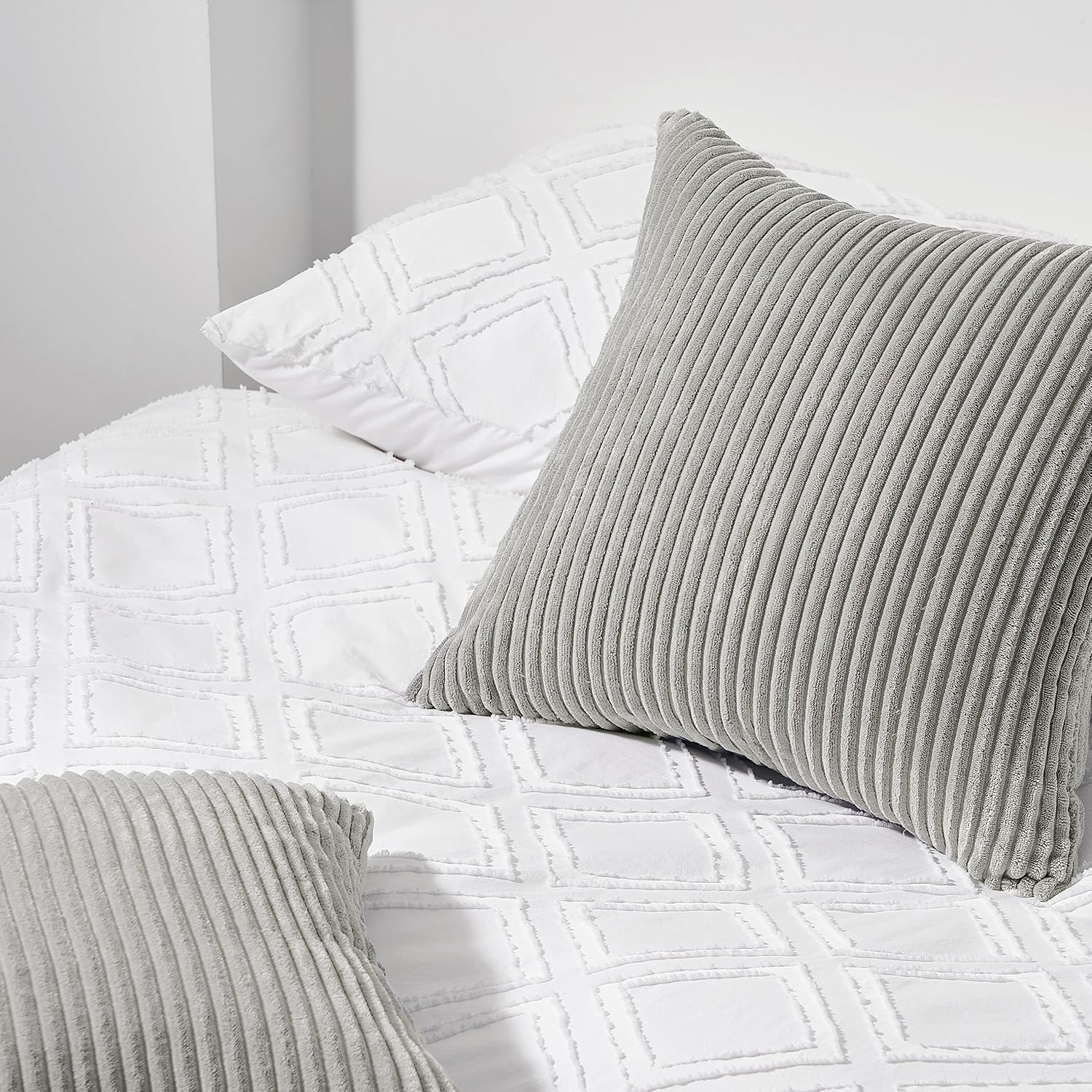 Detalle 1 de Topfinel Fundas Cojines Grises 65x65 Pana para Sofá 🛋