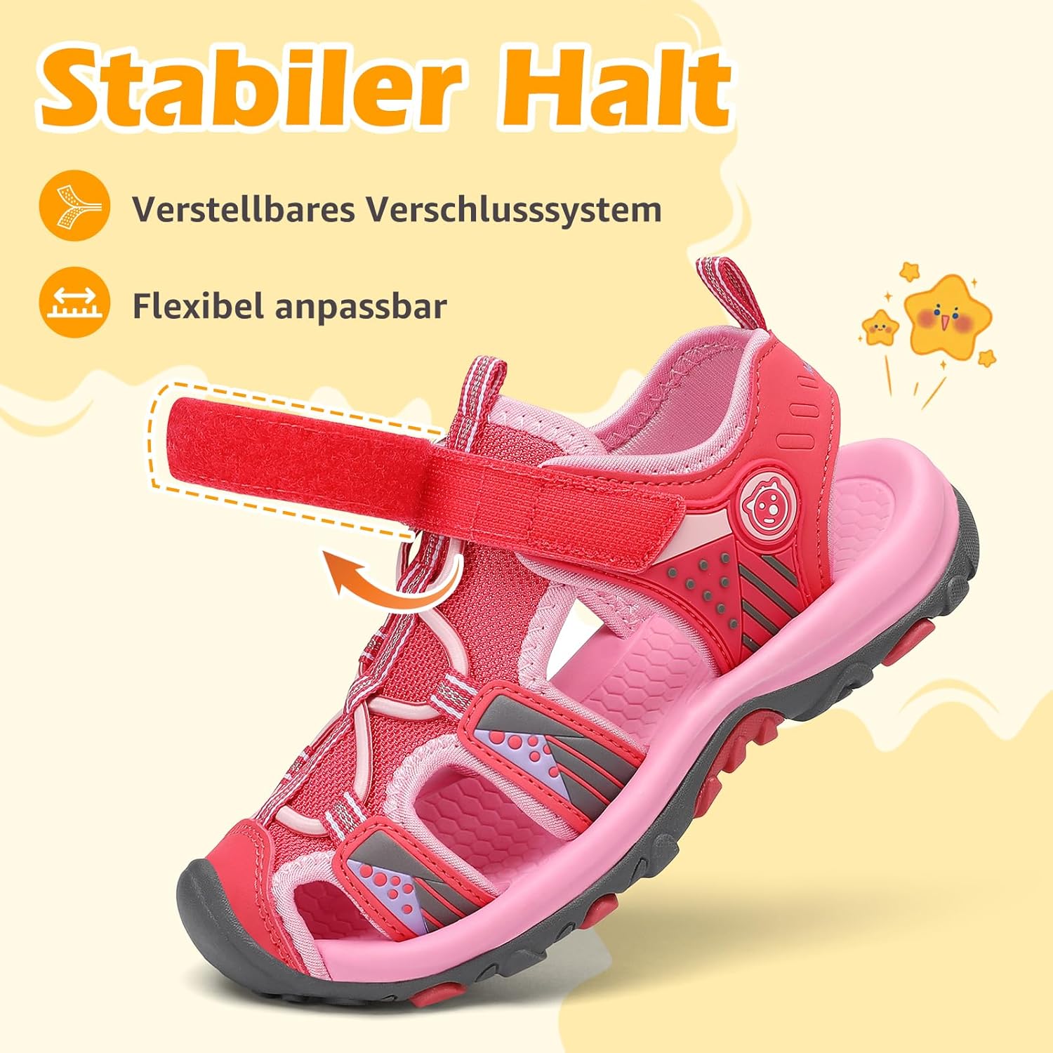 Detalle de Mishansha Mädchen Sandalen Sommer – Geschlossene Zehenkappe, atmungsaktiv und leicht