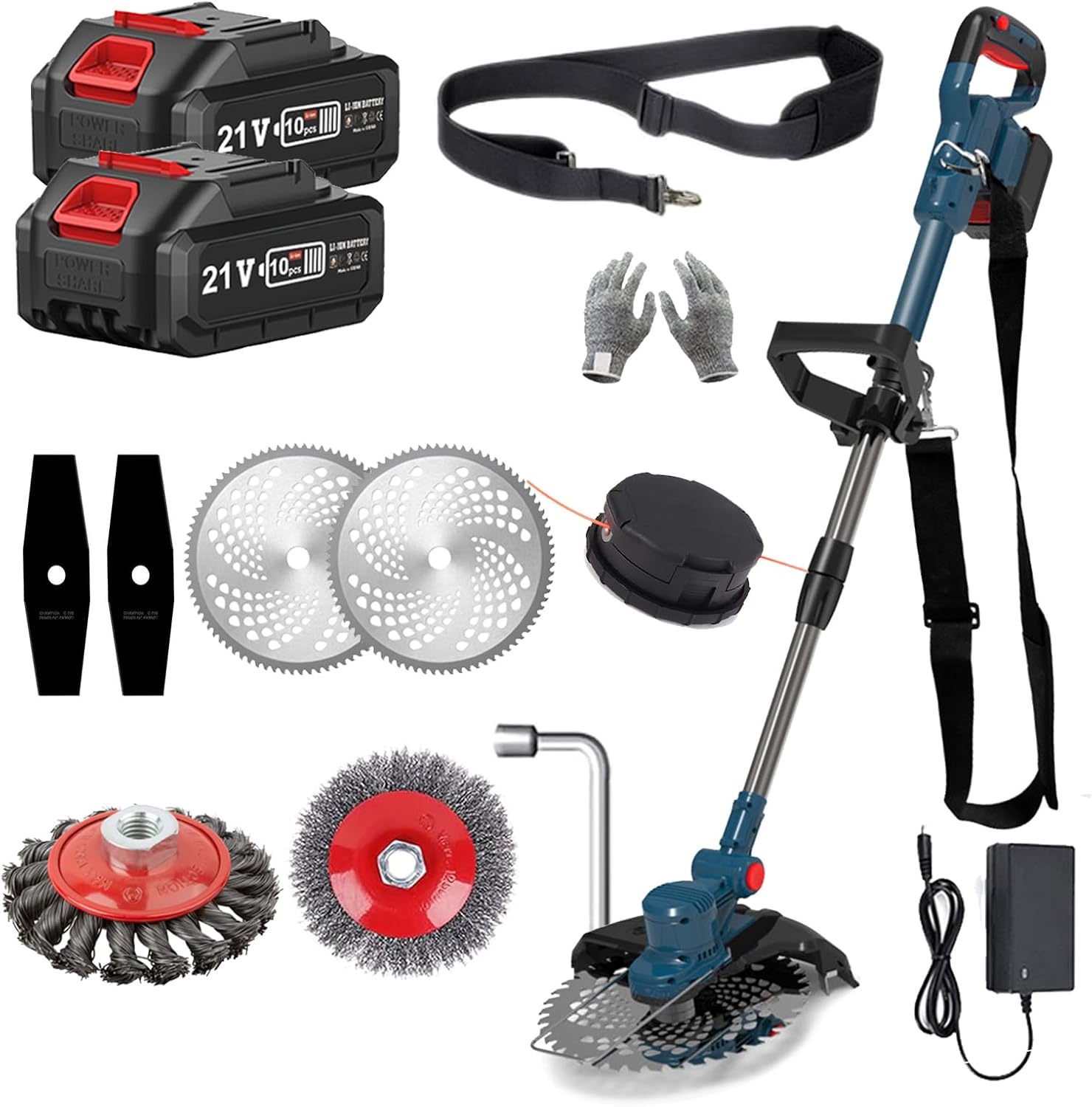 Thumbnail 6 de Decespugliatore a batteria 2 batterie, tagliaerba 4 in 1 con testa girevole 0–90°, leggero e versatile per giardino