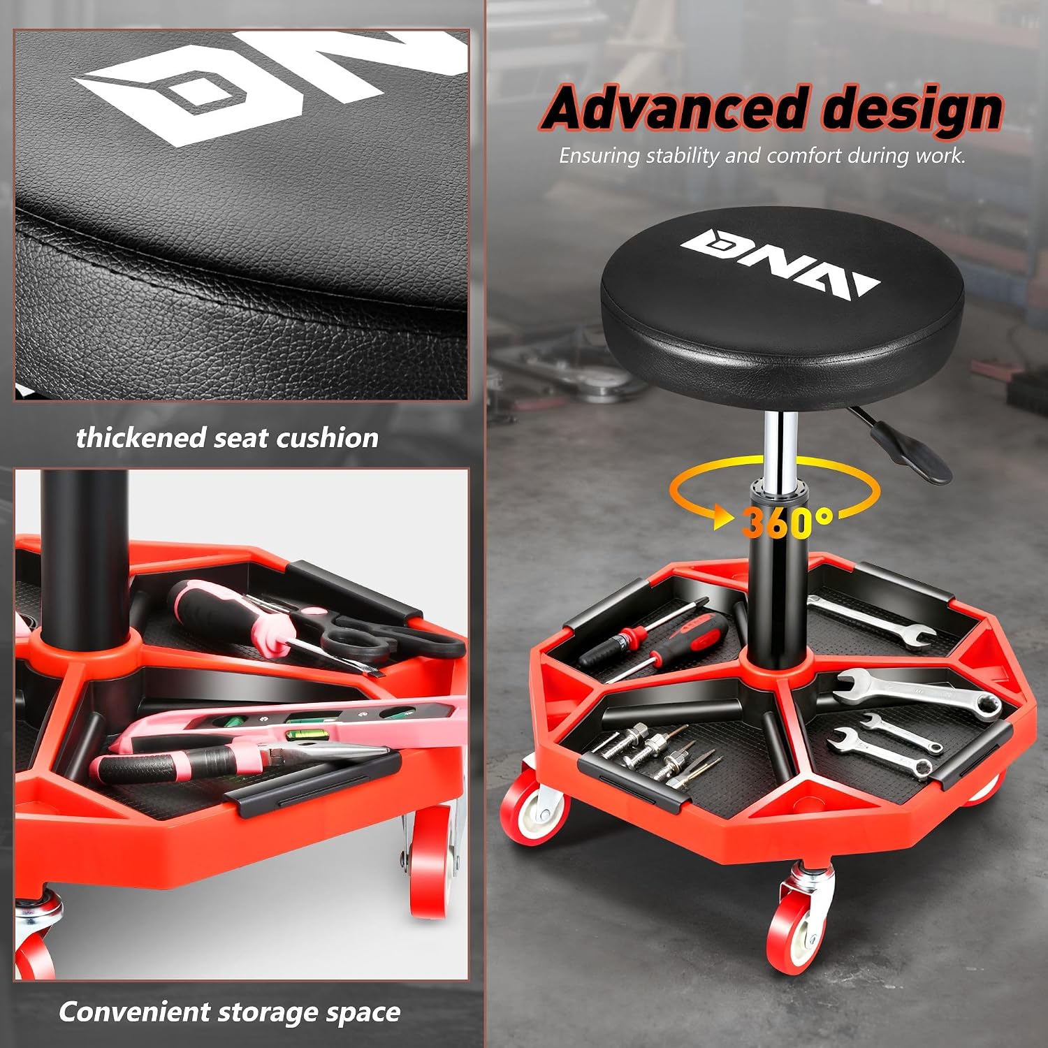 Detalle de DNA Motoring TOOLS-00253 54cm mechanic stool