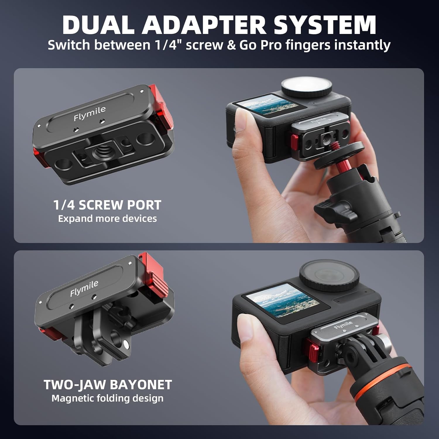 Thumbnail 2 de BRDRC Action 5 Pro Magnetic Quick Release Adapter Mount – Aluminium Alloy Expansion Base