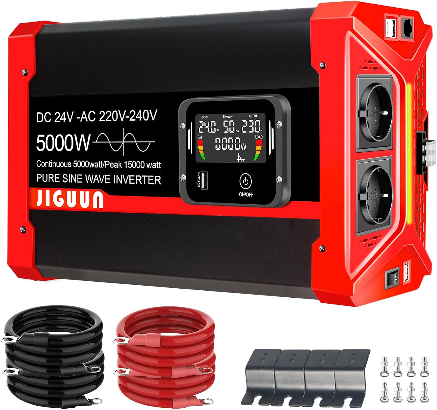 Detalle de JIGUUN 5000W Convertisseur 24V 220V pur sinus