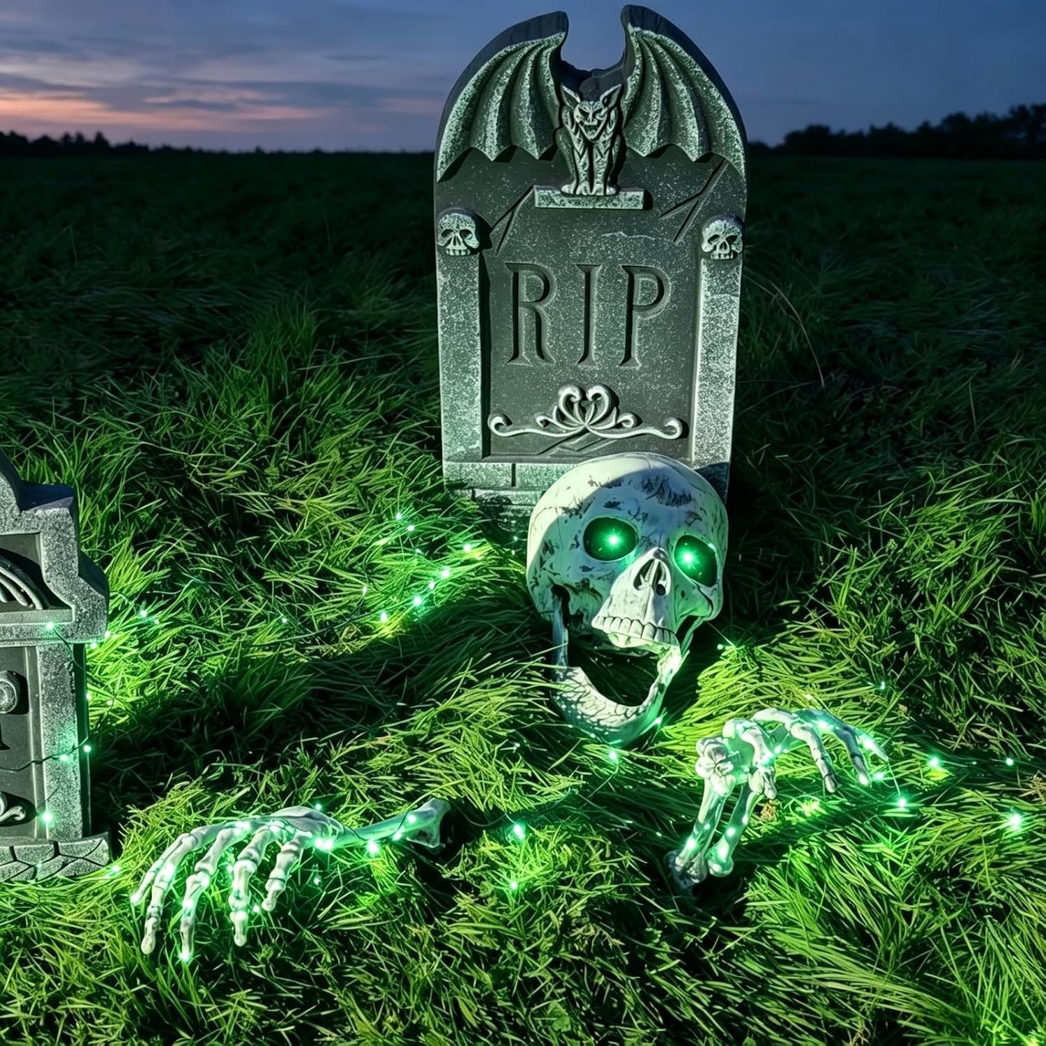 Detalle 2 de Jkwiwe KLT-ZSQ Halloween Skeleton Stakes with 100 Green Lights