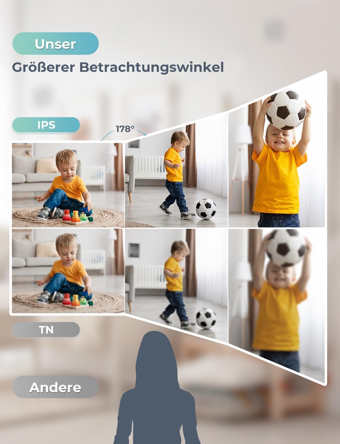 Detalle 2 de GHB Babyphone mit Kamera 5 Zoll – 720P HD Display, VOX Schlafmodus und 168 Stunden Akkulaufzeit