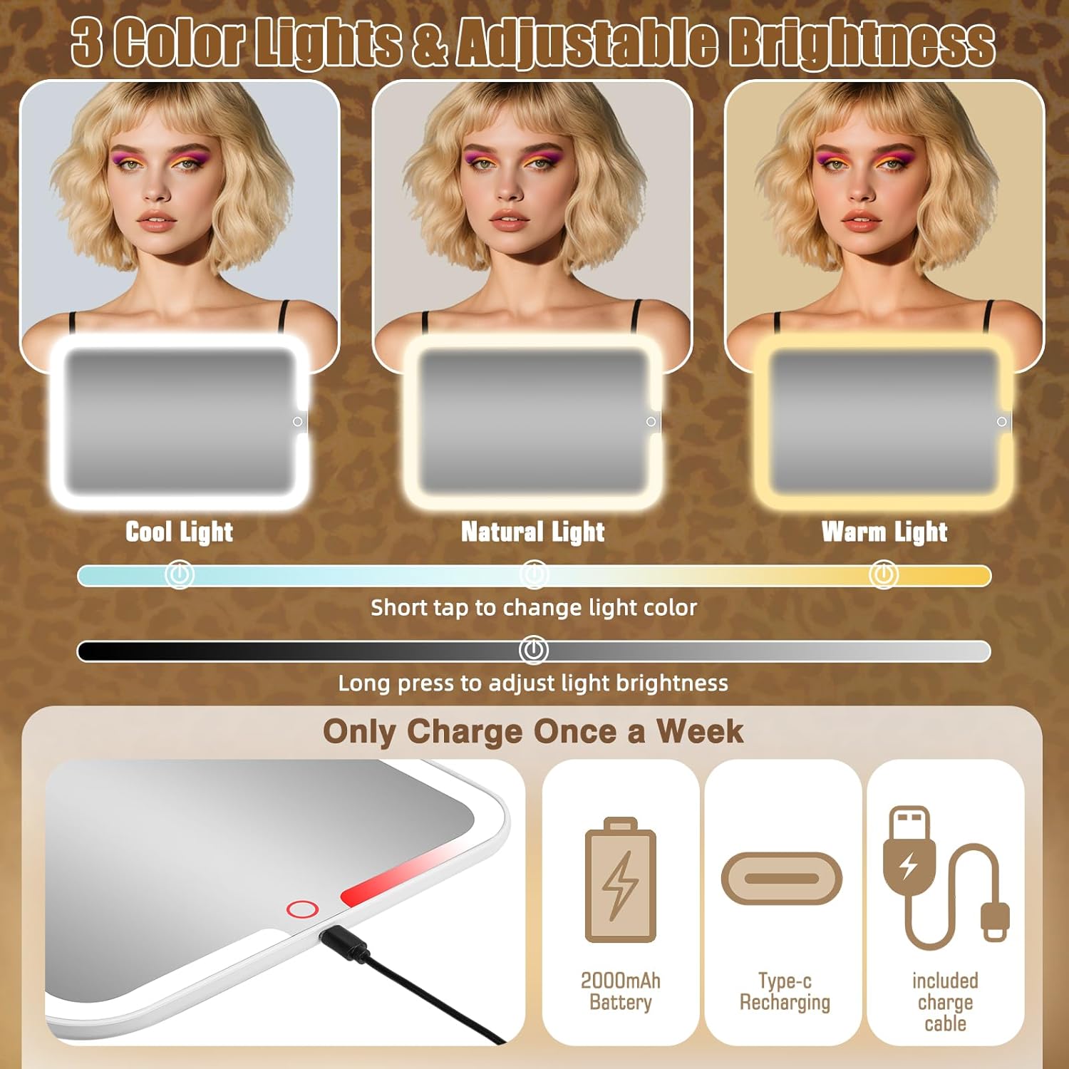 Thumbnail 3 de Large Makeup Bag with Removable Lighted Mirror — 38 x 30 cm, Adjustable Dividers and Brush Storage Board