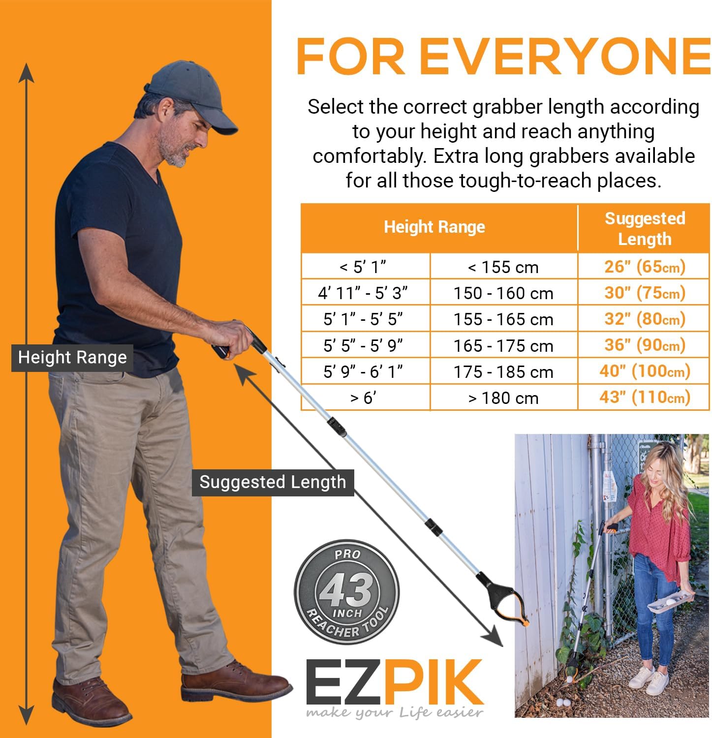 Thumbnail 6 de EZPIK Pro 43" Foldable Grabber Reacher Tool (2-Pack) for Seniors