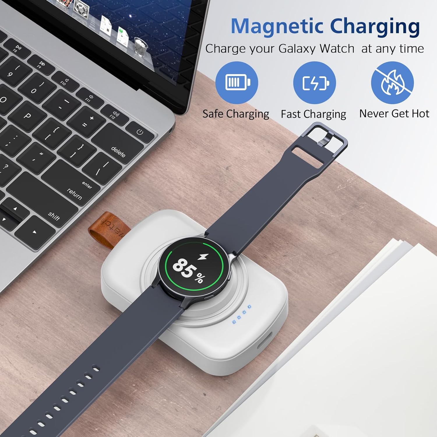 Thumbnail 4 de ACEQINGSE Caricatore portatile per Galaxy Watch 1800 mAh – compatibile con Galaxy Watch 8/8 Classic/7/Ultra/6/6 Classic/5/5 Pro/4/3, Active 2/1 (bianco)