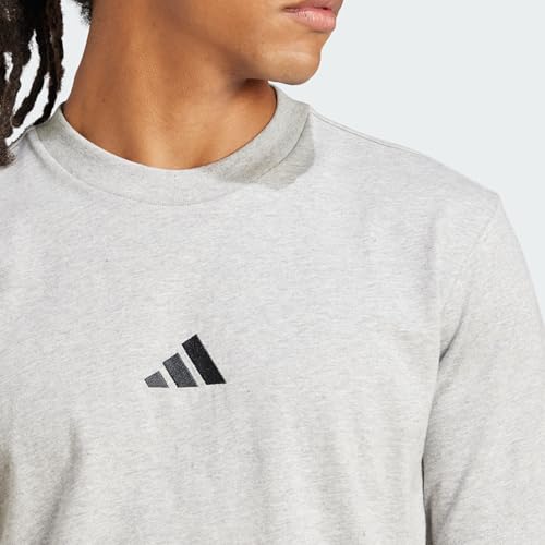 Detalle de adidas Hombre Essentials Small Logo Single Jersey Shirt – Medium Grey Heather/Black, M