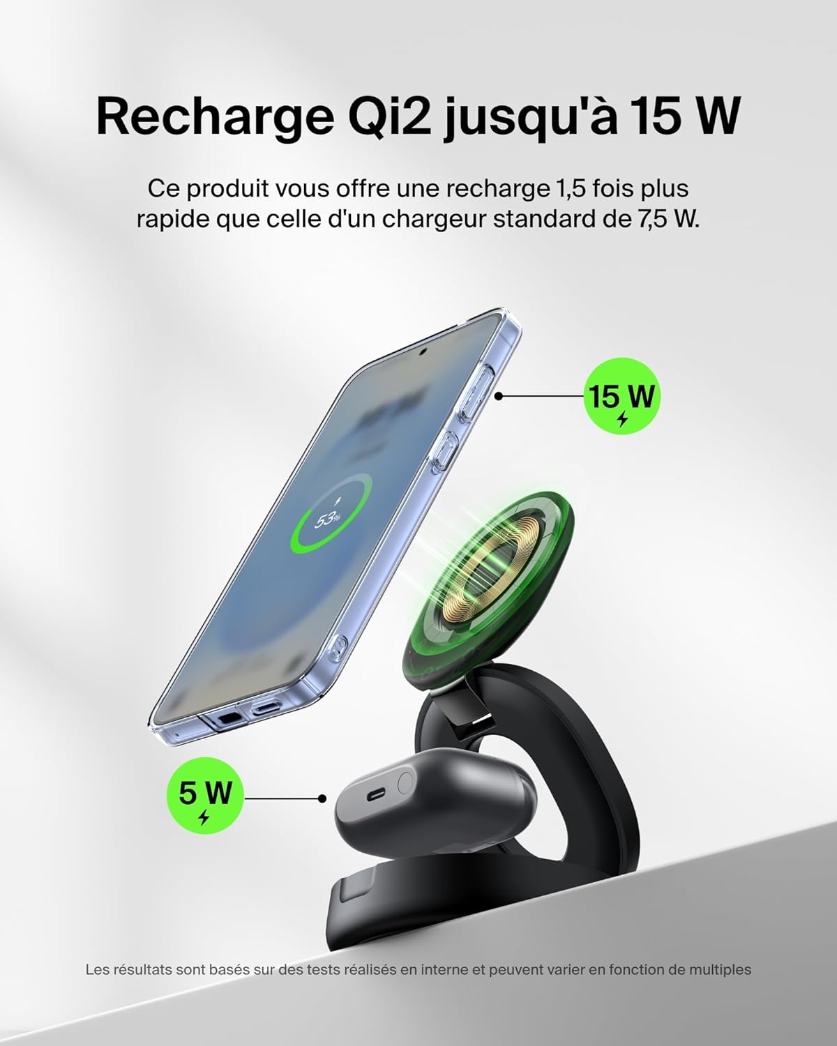 Thumbnail 2 de Belkin BoostCharge Chargeur 2-en-1 magnétique et pliable – MagSafe et Qi2, 15 W