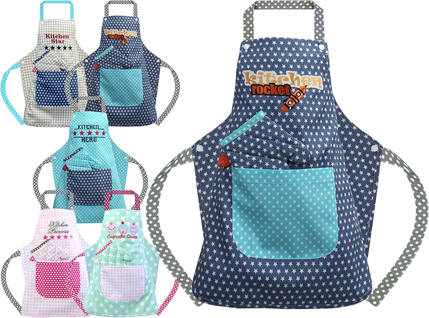 Detalle de Toque de chef enfant Emily's Check 468.550 – Kitchen Rocket, toque adjustable pour enfants