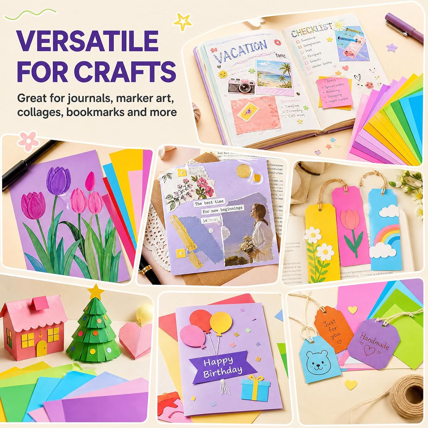 Detalle de NeneDuck 9" x 12" Colored Cardstock, 50 Sheets, 50 Assorted Colors, 160gsm