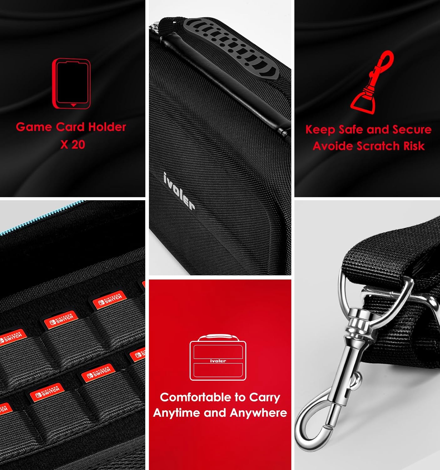 Thumbnail 5 de ivoler Carrying All-in-One Case for Nintendo Switch 2, 20-game pouch