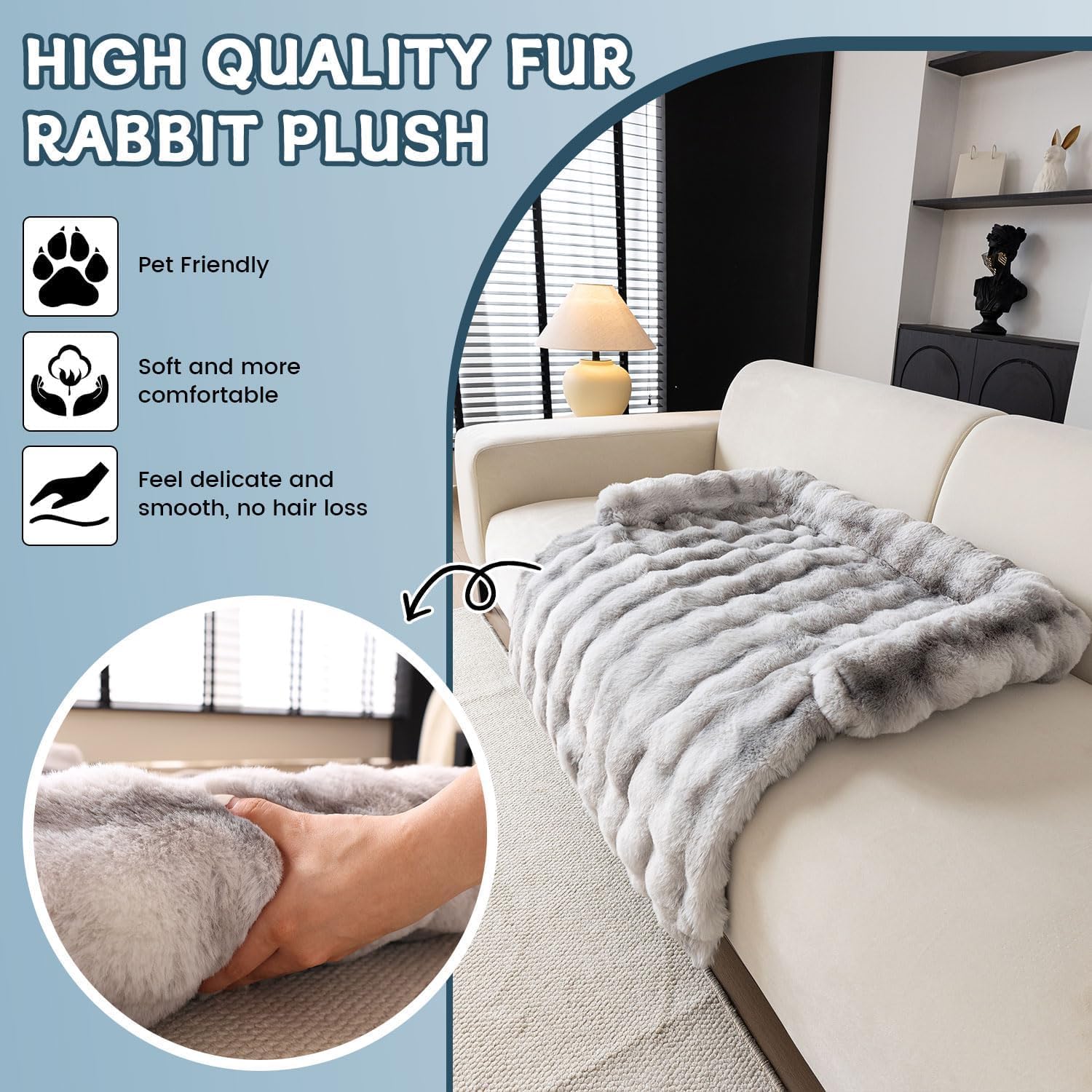 Thumbnail 4 de LiveGo Thick Rabbit Plush Pet Couch Cover