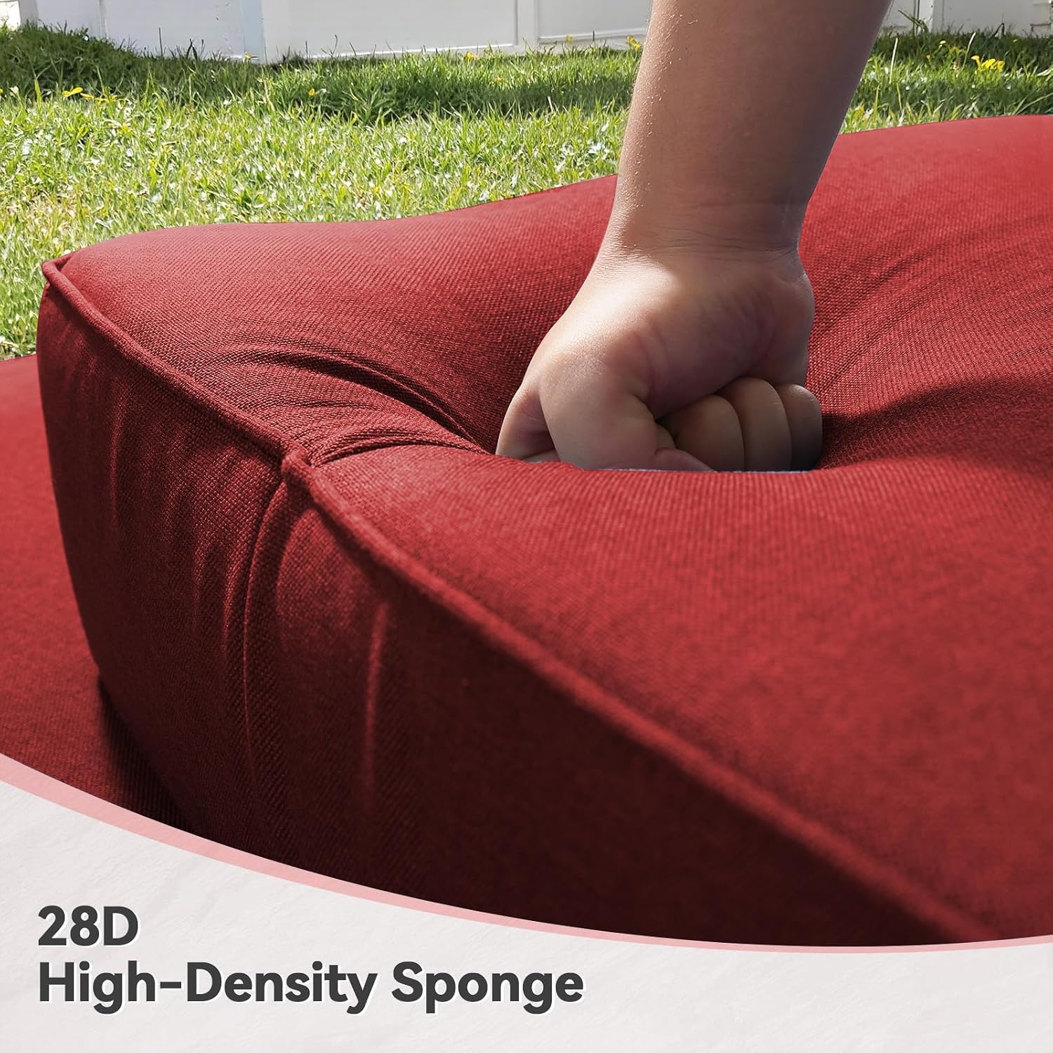 Detalle 2 de Pugire PGZBDJH01 Outdoor Patio Cushions, 22 x 24 x 6-Inch, Red, 4-Piece Set
