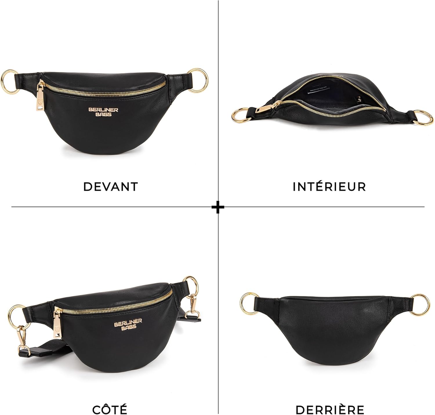 Thumbnail 5 de Berliner Bags Mona : sac banane en cuir avec sangle réglable (noir)