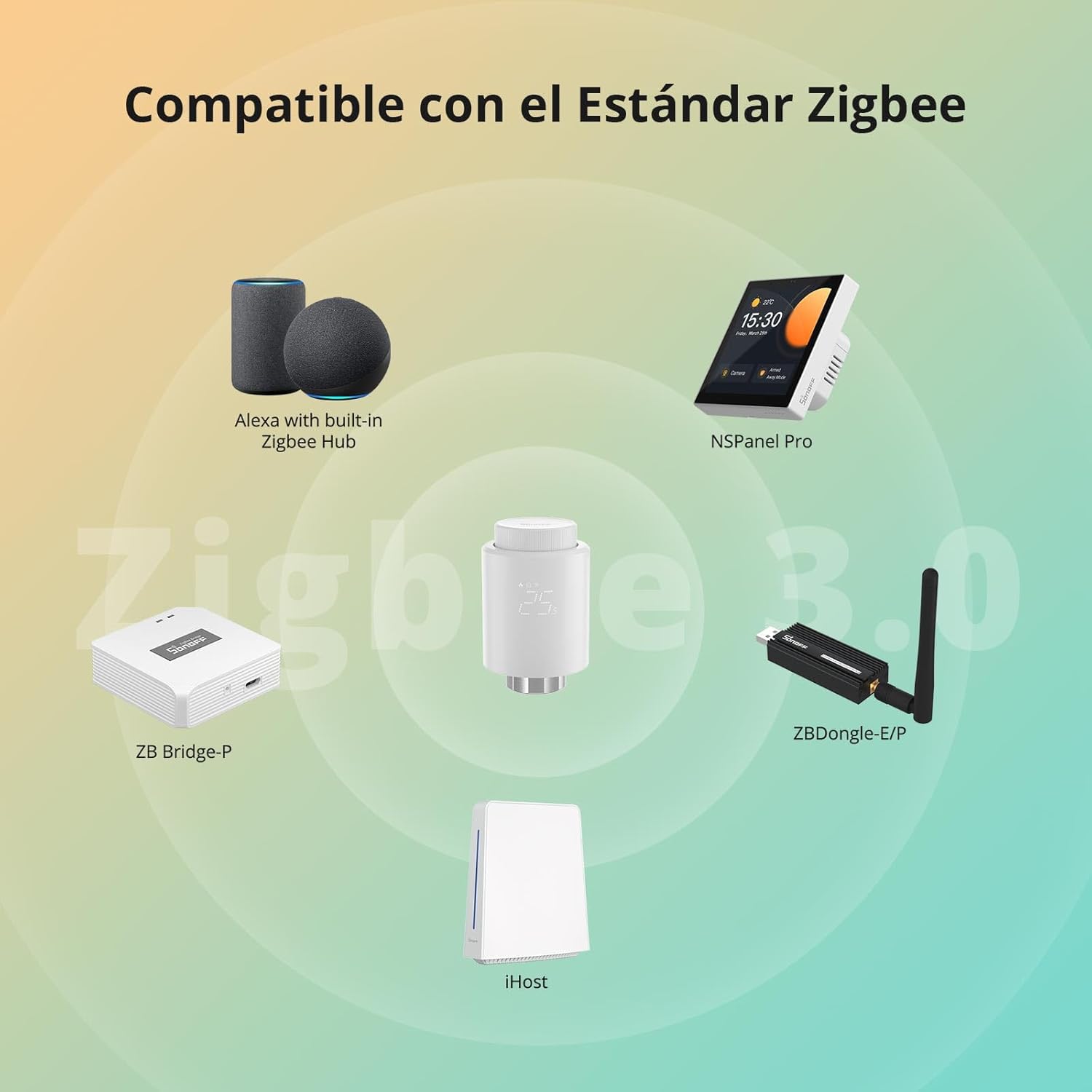 Detalle 2 de SONOFF TRVZB Cabezal termostático Zigbee 2 unidades