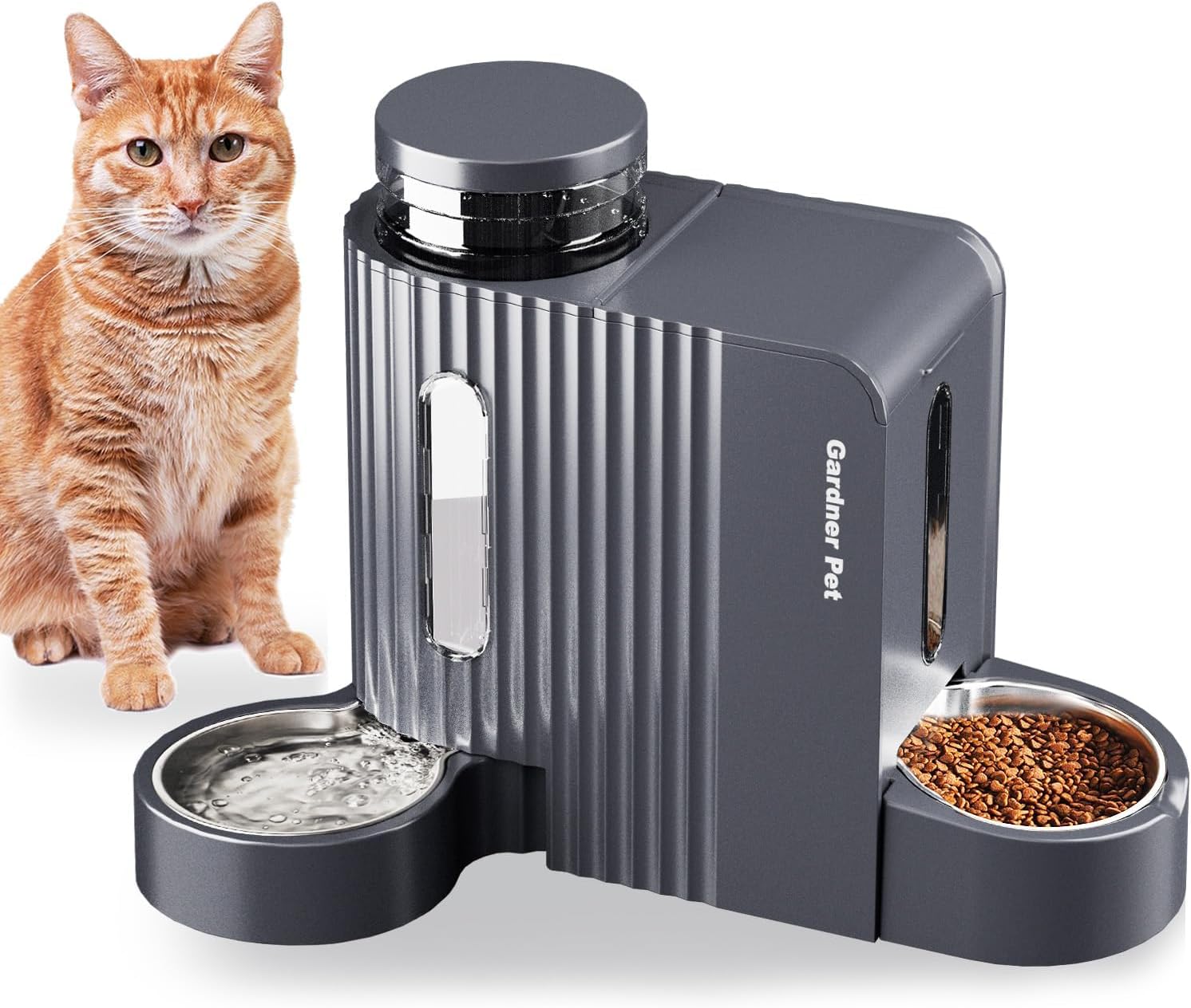 Detalle de Gardner Pet automatischer Futter- und Wasserspender (2 Näpfe, 3 L + 1,3 kg), nicht elektrisch, BPA-frei