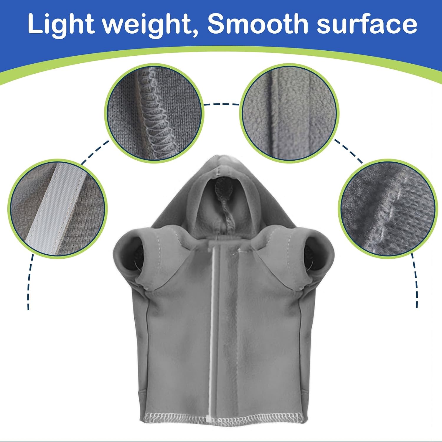 Detalle 2 de CQJ Lizard Clothes for Bearded Dragons: Soft Cotton Hoodie (Grey) for Reptiles