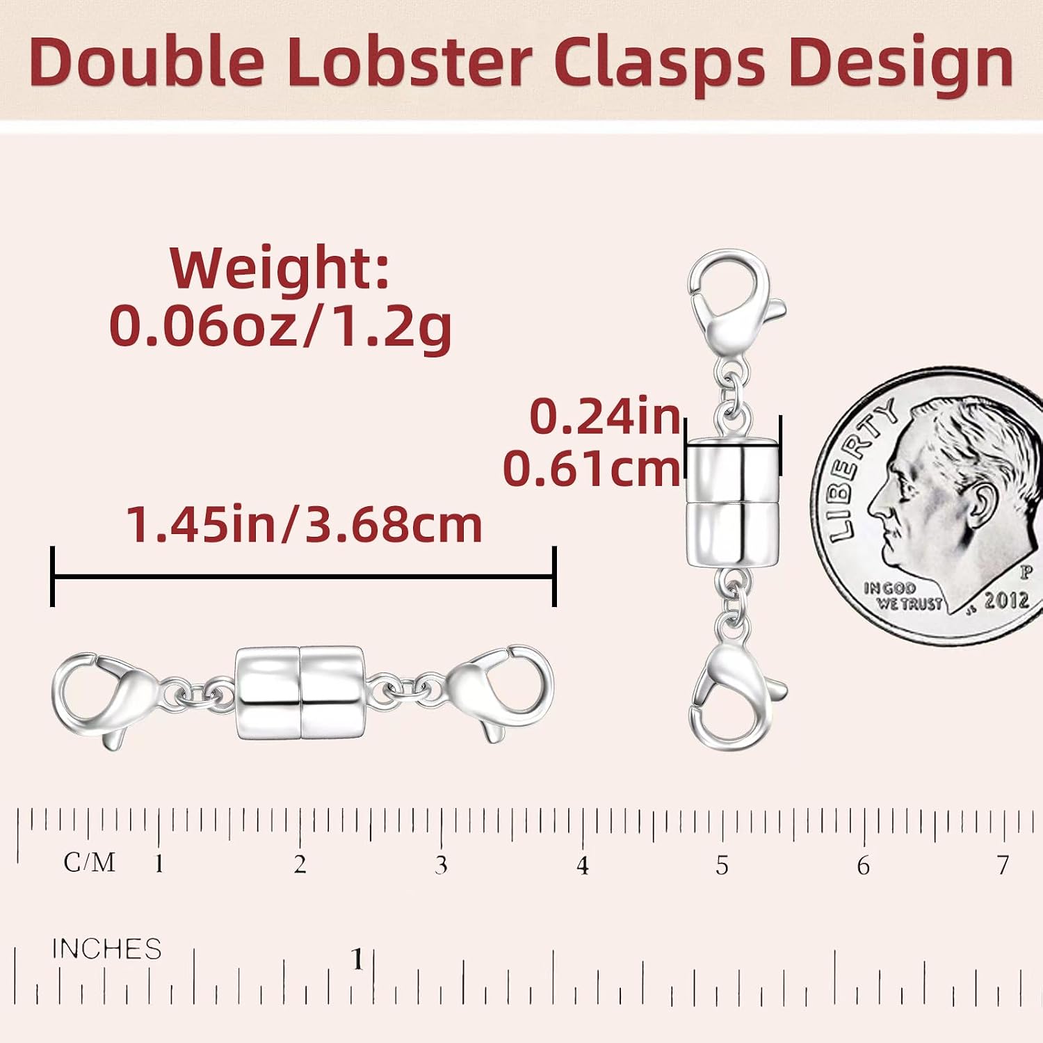 Detalle 2 de OHINGLT 6Y Magnetic Necklace Clasps, 6-Piece Silver Double Lobster Clasp Set