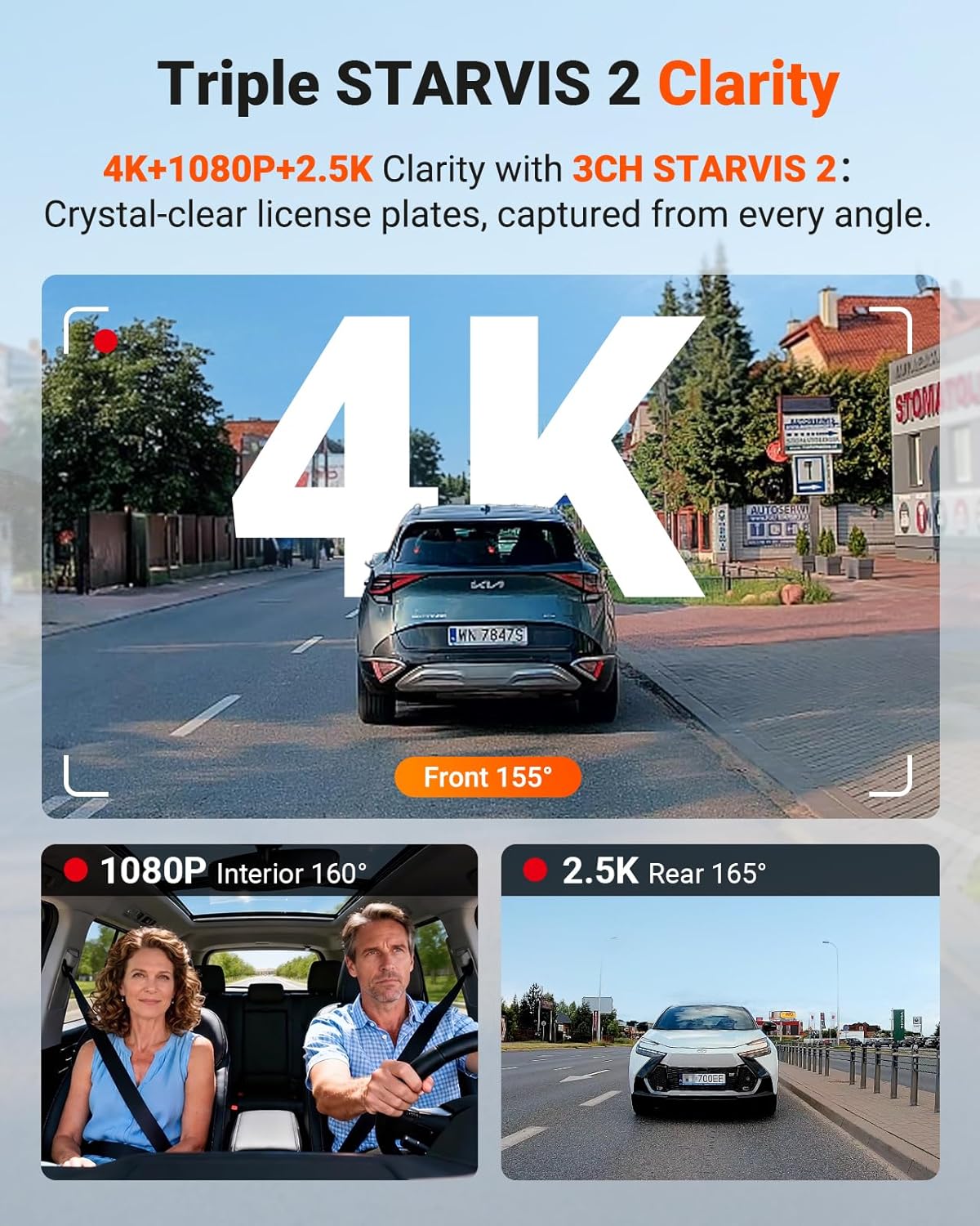 Thumbnail 1 de VANTRUE New N4 Pro S 3-Channel 4K Dash Cam (Triple STARVIS 2) with GPS, Wi‑Fi, and 24/7 Buffered Parking Mode