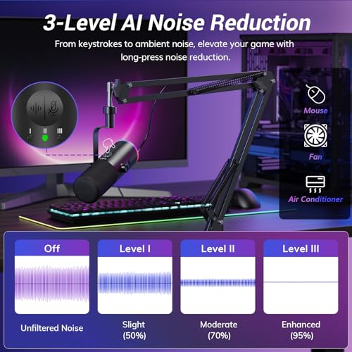 Thumbnail 1 de TONOR Dynamic Gaming Microphone XLR/USB Mic with AI Noise Cancellation