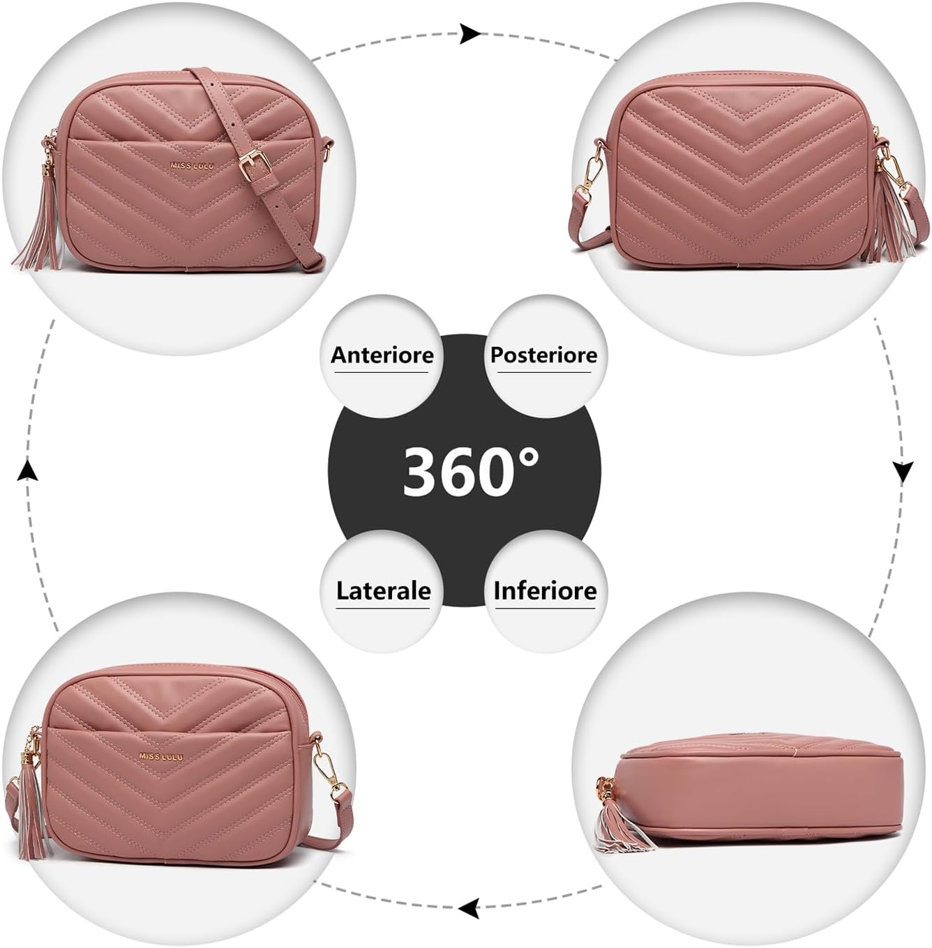 Thumbnail 1 de Miss Lulu Borsa Tracolla Donna Nero Piccola: PU morbido, versatilità e stile discreto