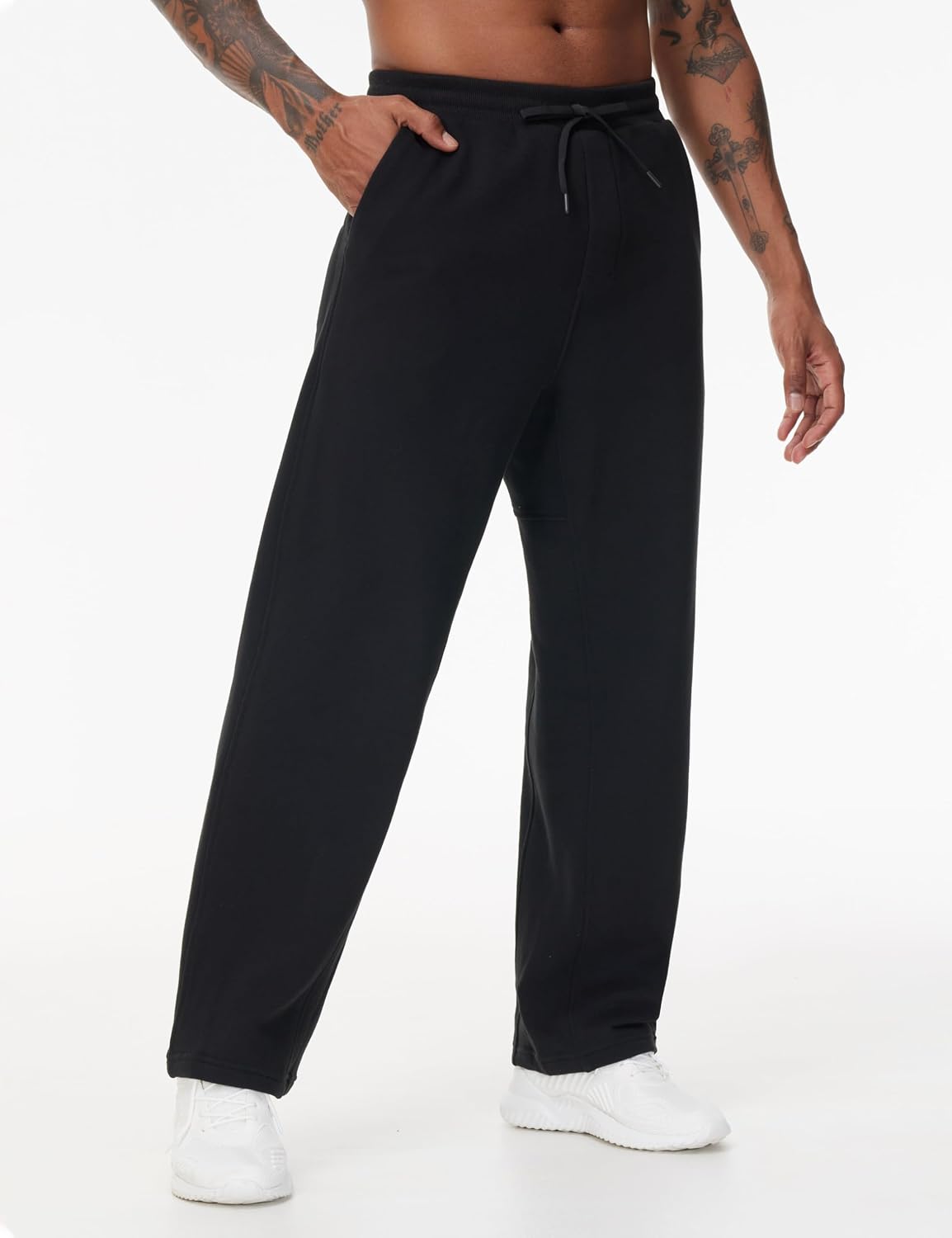 Thumbnail 2 de THE GYM PEOPLE Men's Fleece Joggers, Straight-Leg Open Bottom, 3 Pockets