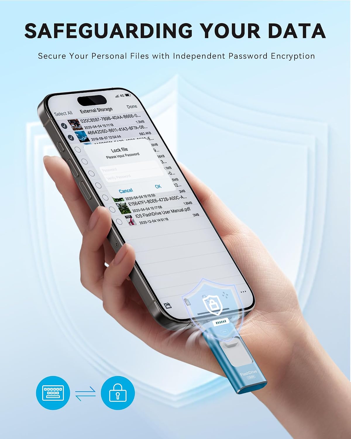 Detalle 2 de ROSPE USB Stick 256GB for iPhone—MFi Certified Lightning Flash Drive