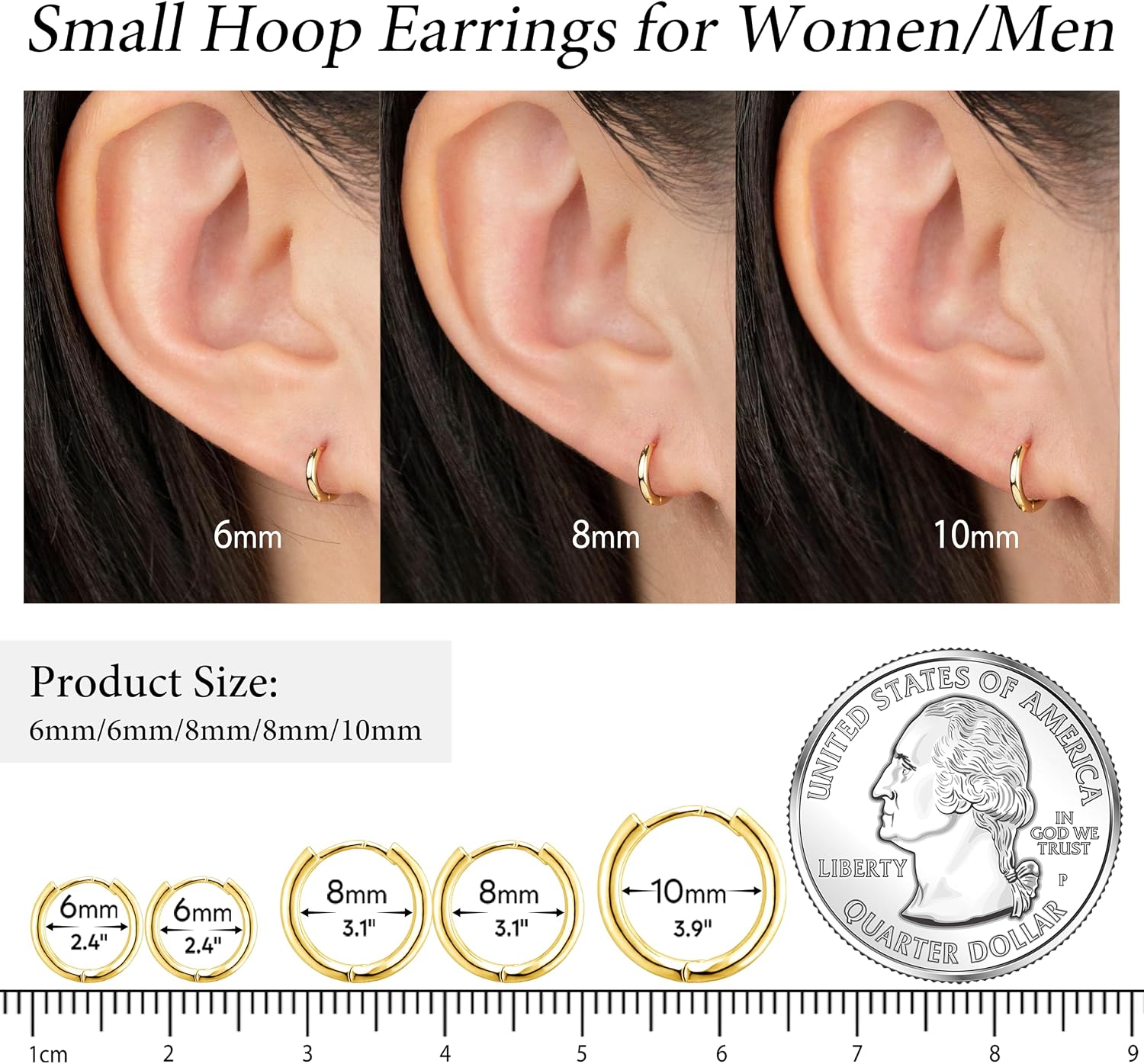 Detalle de Gokeey Huggie Hoop Earrings 316L Stainless Steel