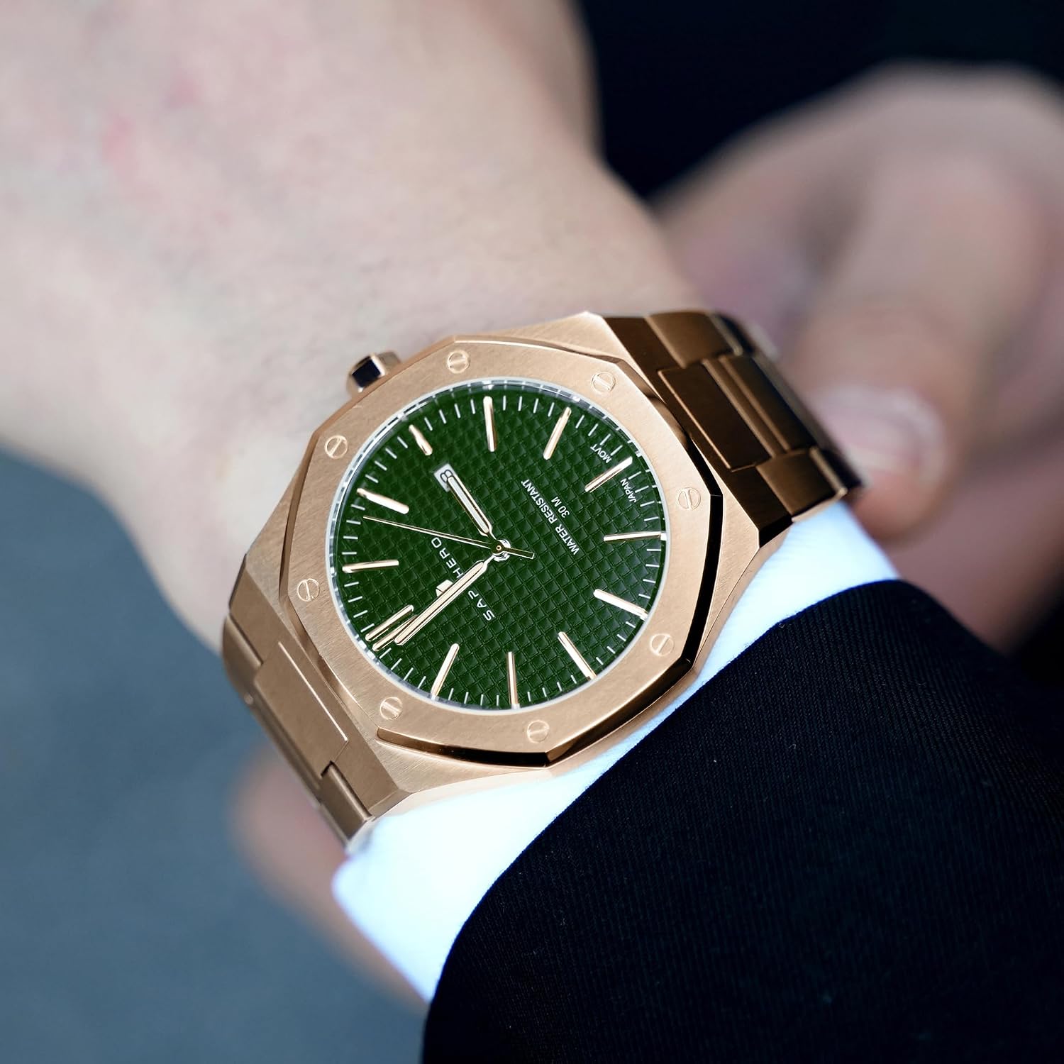 Detalle de SAPPHERO Montre Homme octogonale 10ATM en acier 316L à cadran damier