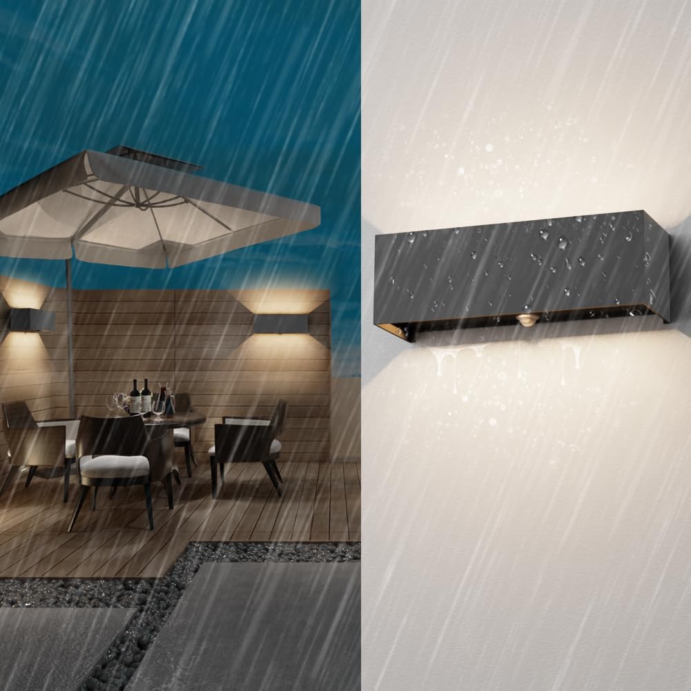 Thumbnail 6 de Klighten 30W — Applique Murale LED Intérieure/Extérieure avec Détecteur de Mouvement et Faisceau Ajustable, IP65, 4000K Noir