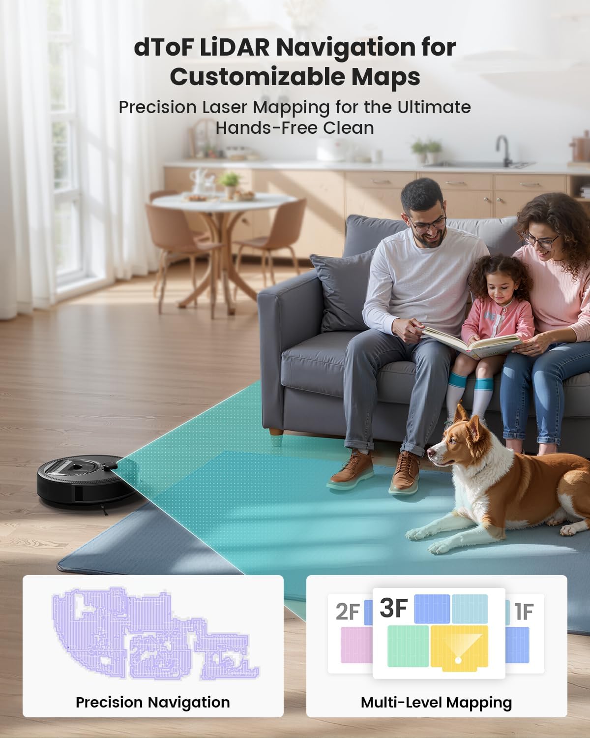 Detalle 2 de Lefant M330 Pro Robot Vacuum and Mop with LiDAR, Multi-Floor Mapping and 190° Obstacle Avoidance