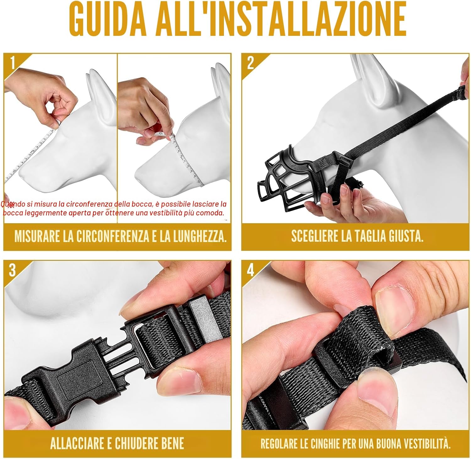 Detalle de OneTigris Museruola per cani: museruola morbida in mesh TPE, regolabile per taglie medio/grandi