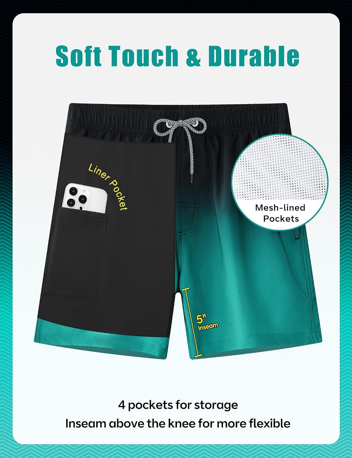 Detalle 1 de APTRO 2-in-1 Men’s Swim Shorts, Quick-Dry Shell, Compression Liner, 5-Inch Inseam