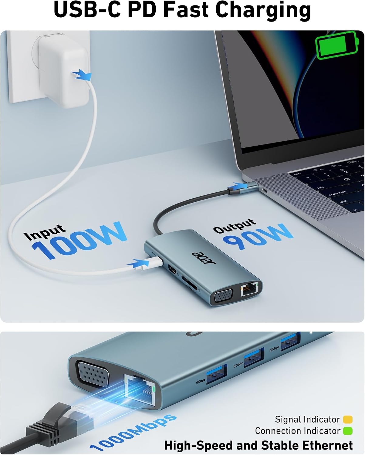 Thumbnail 5 de Acer USB‑C 9‑in‑1 Hub with 100W PD ⚡🖥