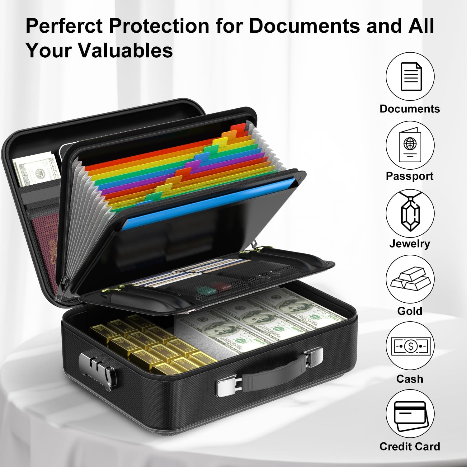 Detalle 1 de COLCASE HBox001 Fireproof Document Box with Combination Lock and Hard Shell