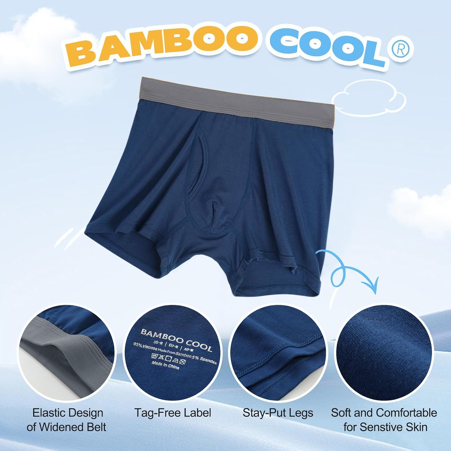 Thumbnail 2 de BAMBOO COOL Boys' Boxer Briefs 6-18Y – Tagless, Moisture-Wicking, Ultra-Soft 6-Pack