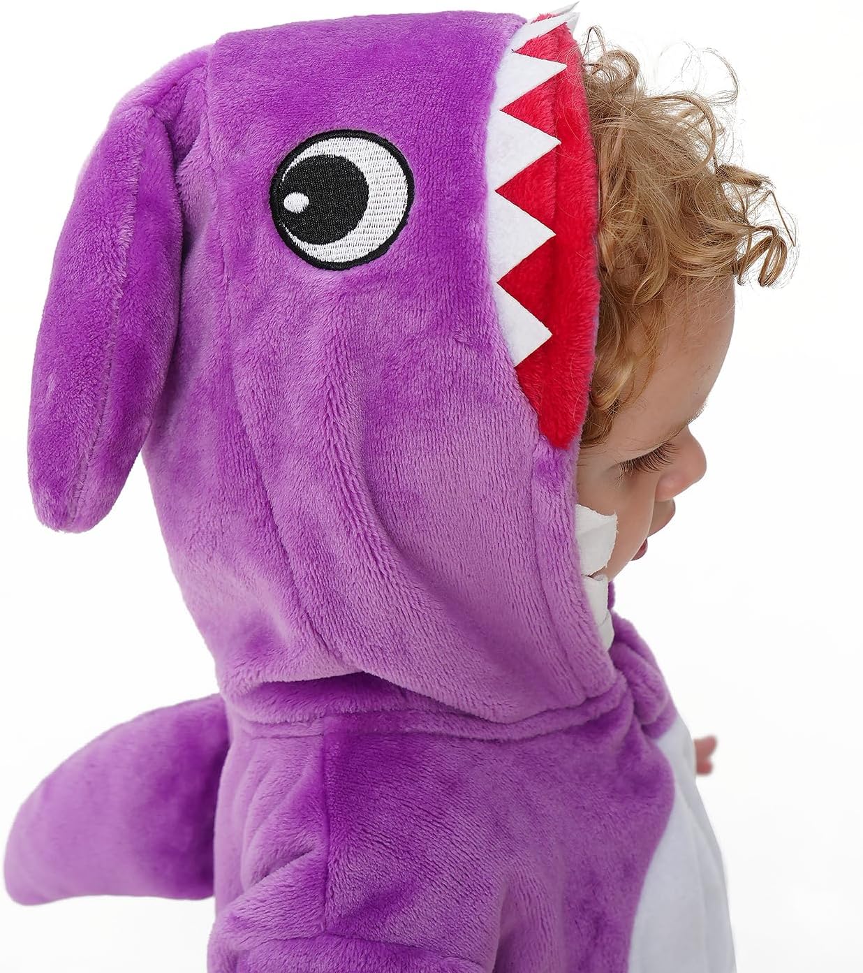 Detalle 1 de DILUFUN Baby Shark Onesie Costume, Flannel with 3D Hood and Two-Way Zipper
