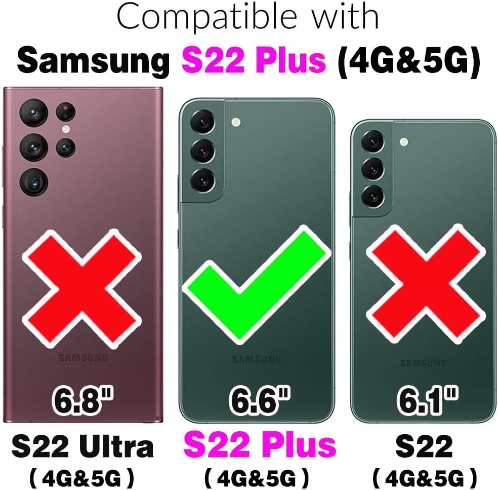 Thumbnail 1 de Asuwish Snap Wallet Case with Crossbody Strap and Tempered Glass for Samsung Galaxy S22 Plus 5G