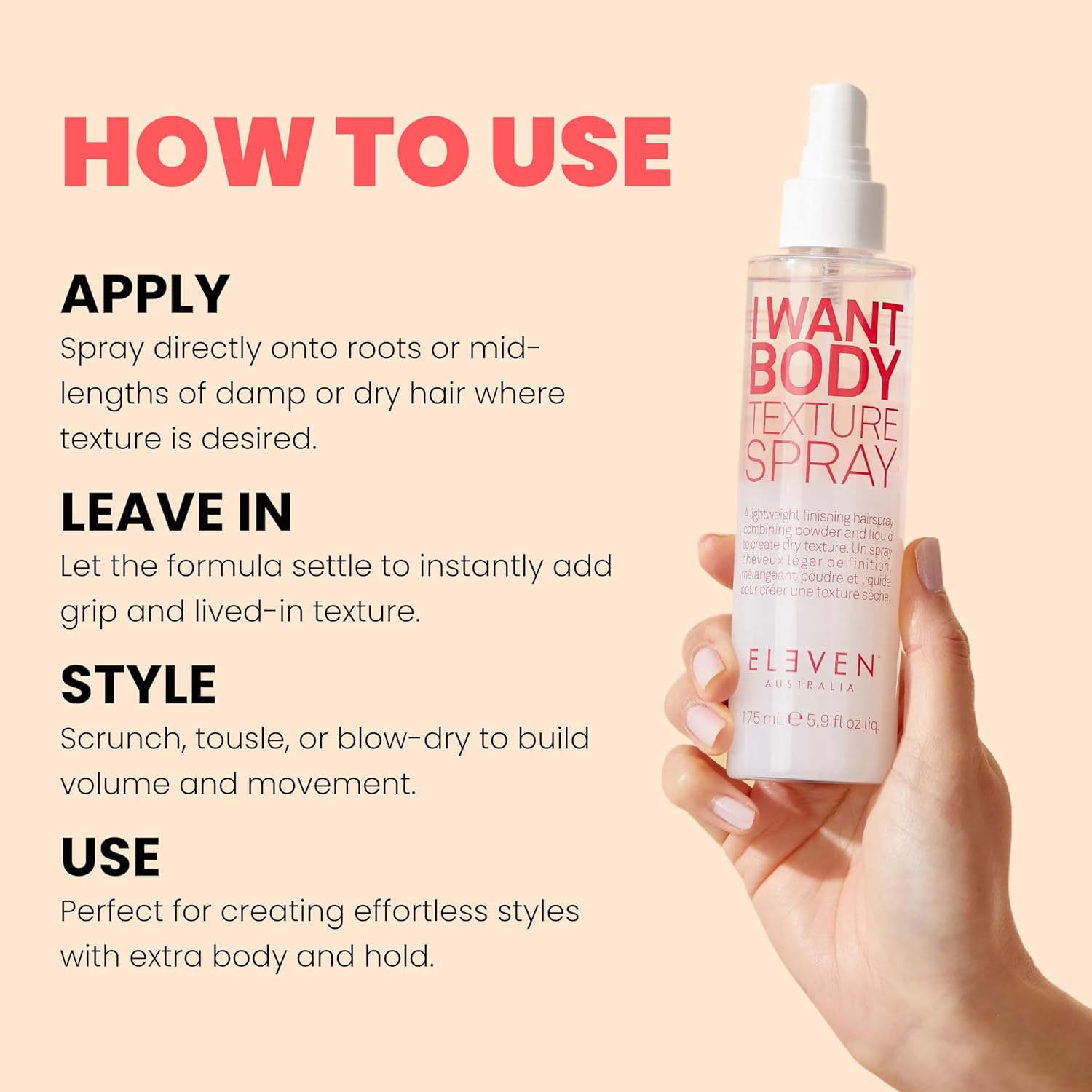 Thumbnail 4 de ELEVEN AUSTRALIA I Want Body Texture Spray – Texturspray für feines bis mittleres Haar