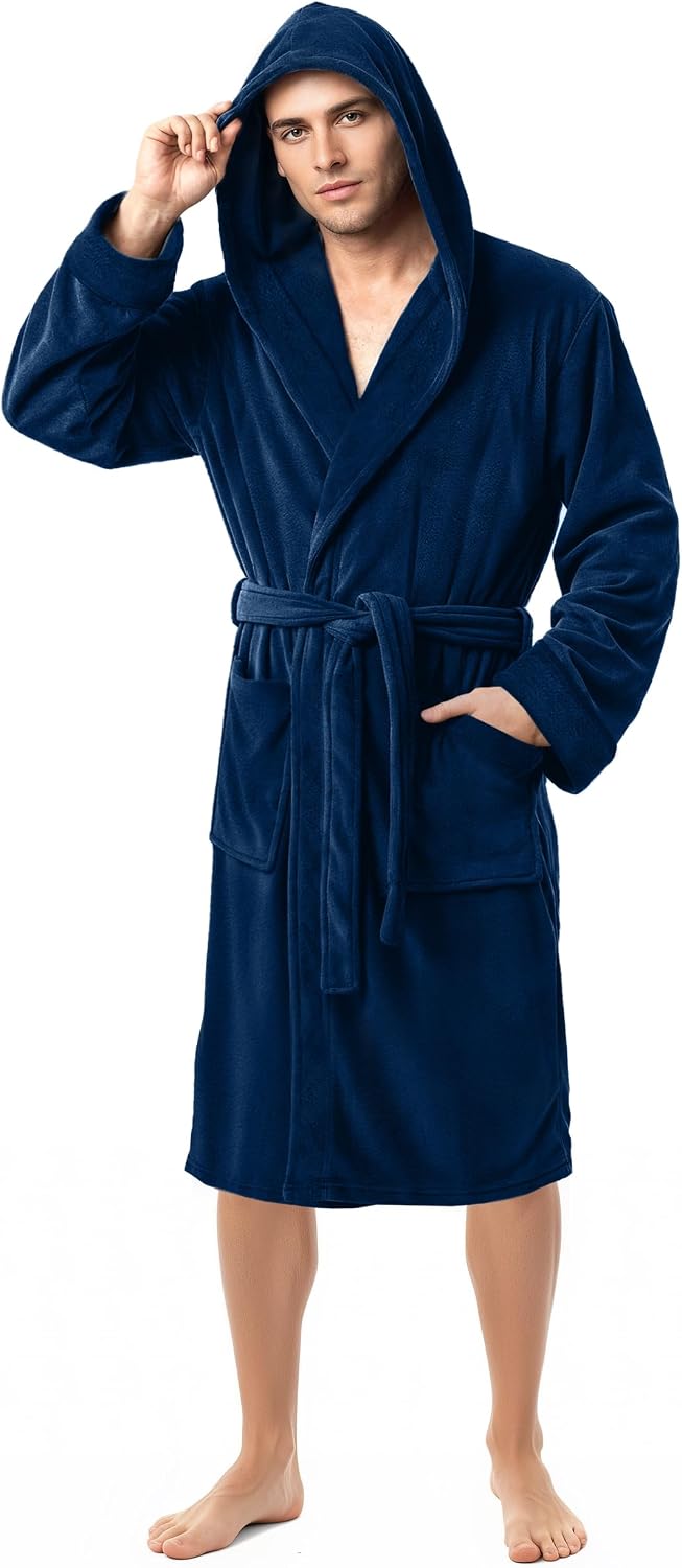 Detalle de NY Threads EU0233 - 0236 herenbadjas van fleece met capuchon en zakken