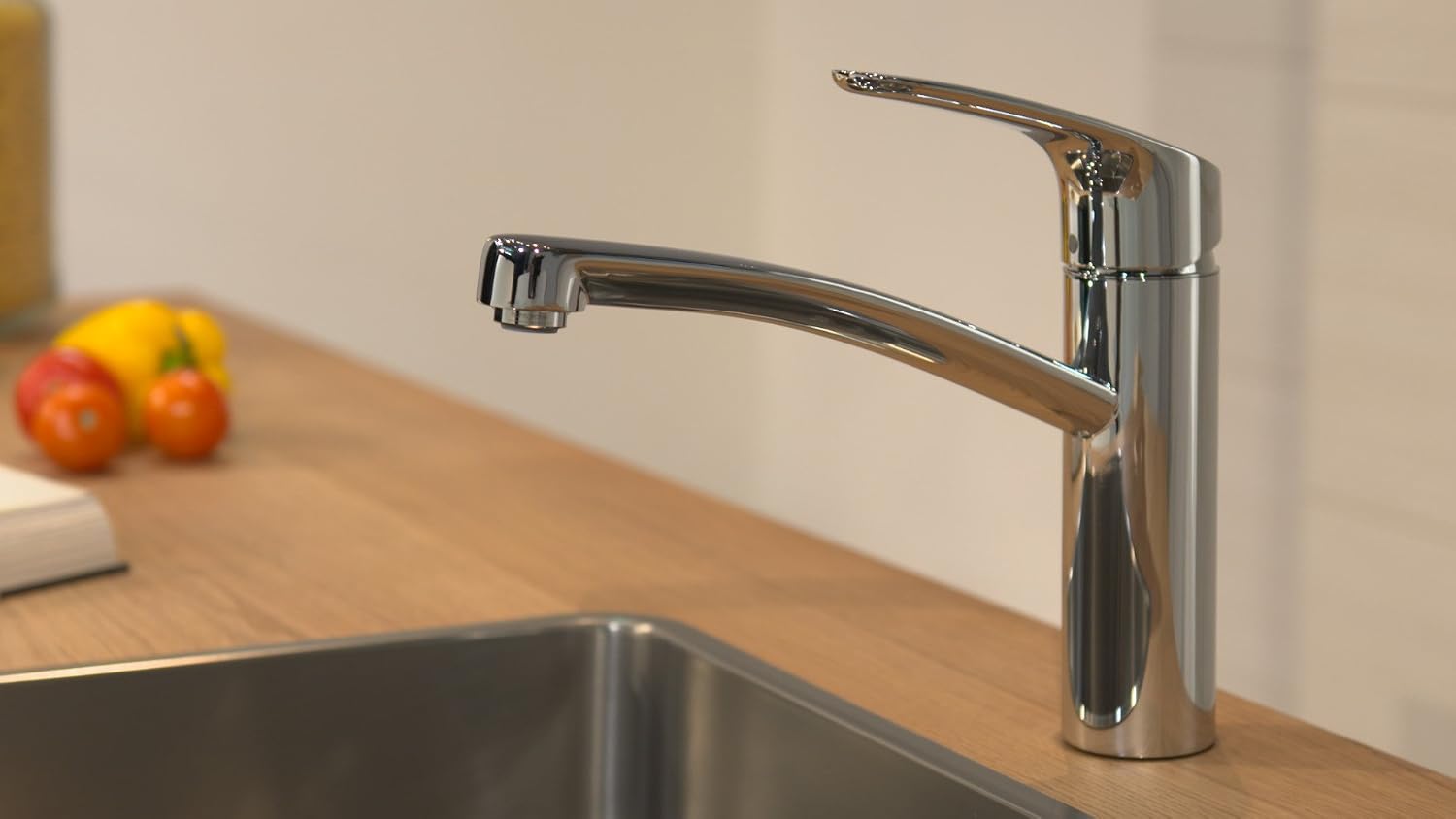 Detalle de Hansgrohe Focus M41 Mitigeur de cuisine 160, jet unique, acier inoxydable – performance et élégance durable