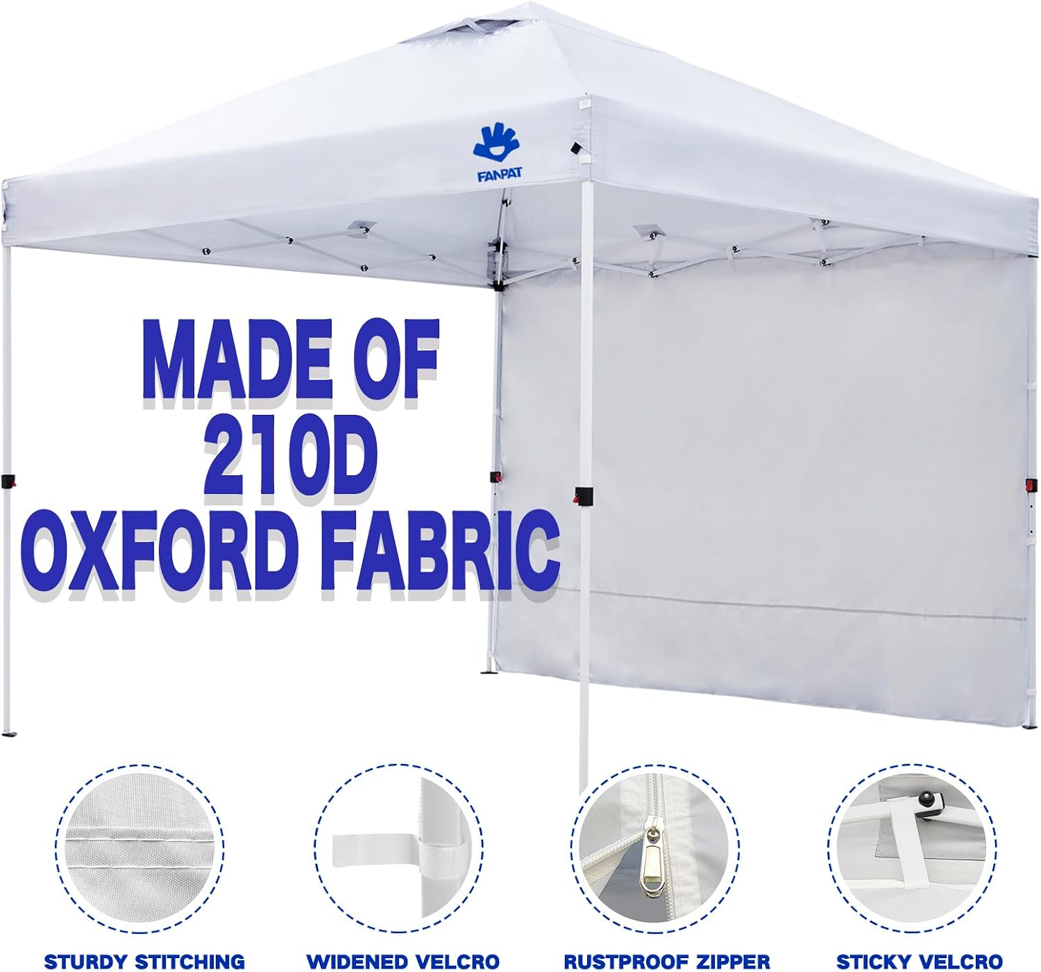 Detalle de FANPAT 3 Packs 10x10 Canopy Sidewalls, Waterproof White 3-Piece Set