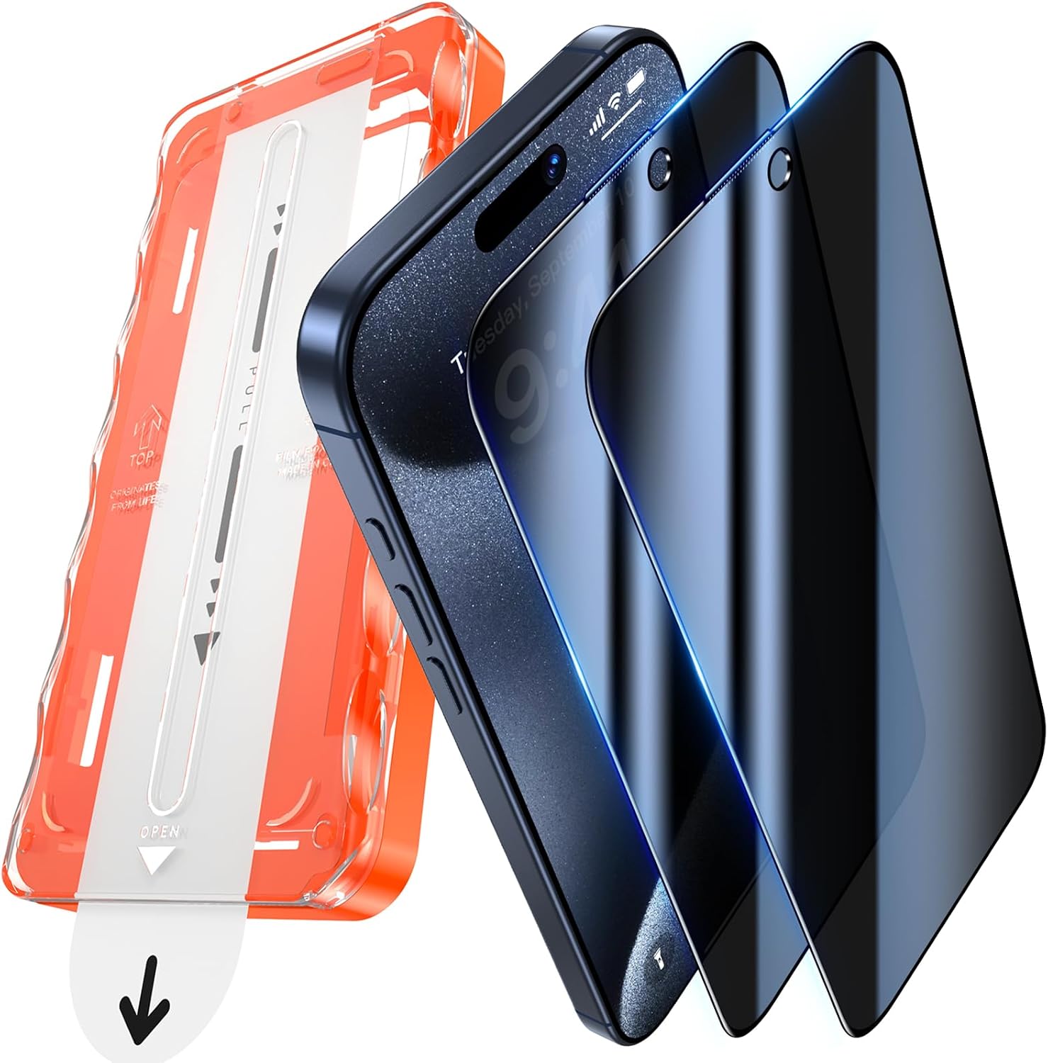 Detalle de UniqueMe iPhone 15 Pro Privacy Screen Protector 2-pack